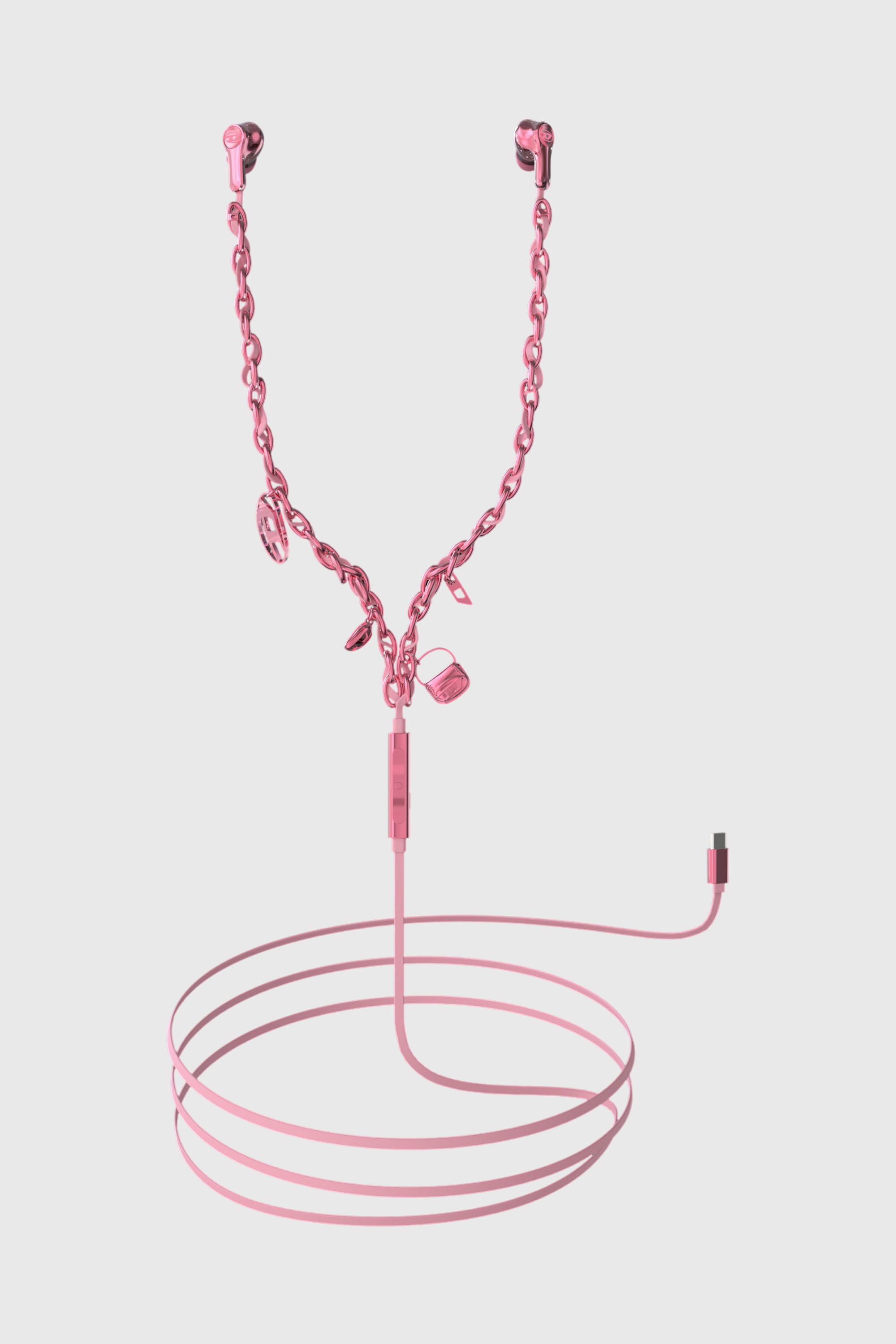 Diesel - 60688 WIRED EARBUDS WIRED EARBUDS, Unisex's Pink wired earbuds and charms in ピンク / ホワイト - 1