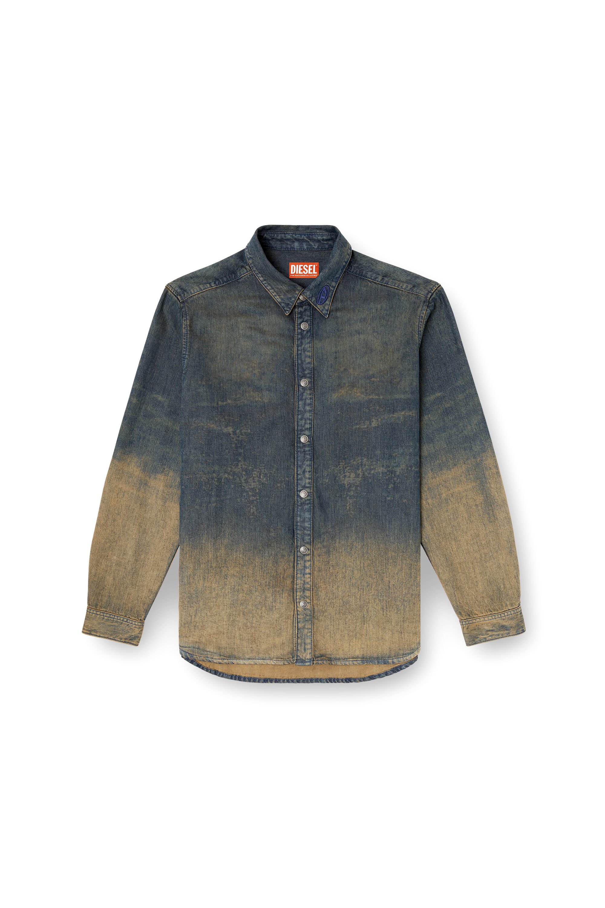 Diesel - D-SIMPLY-S8, Male's Shirt in fluid shaded denim in ダークブルー - 2