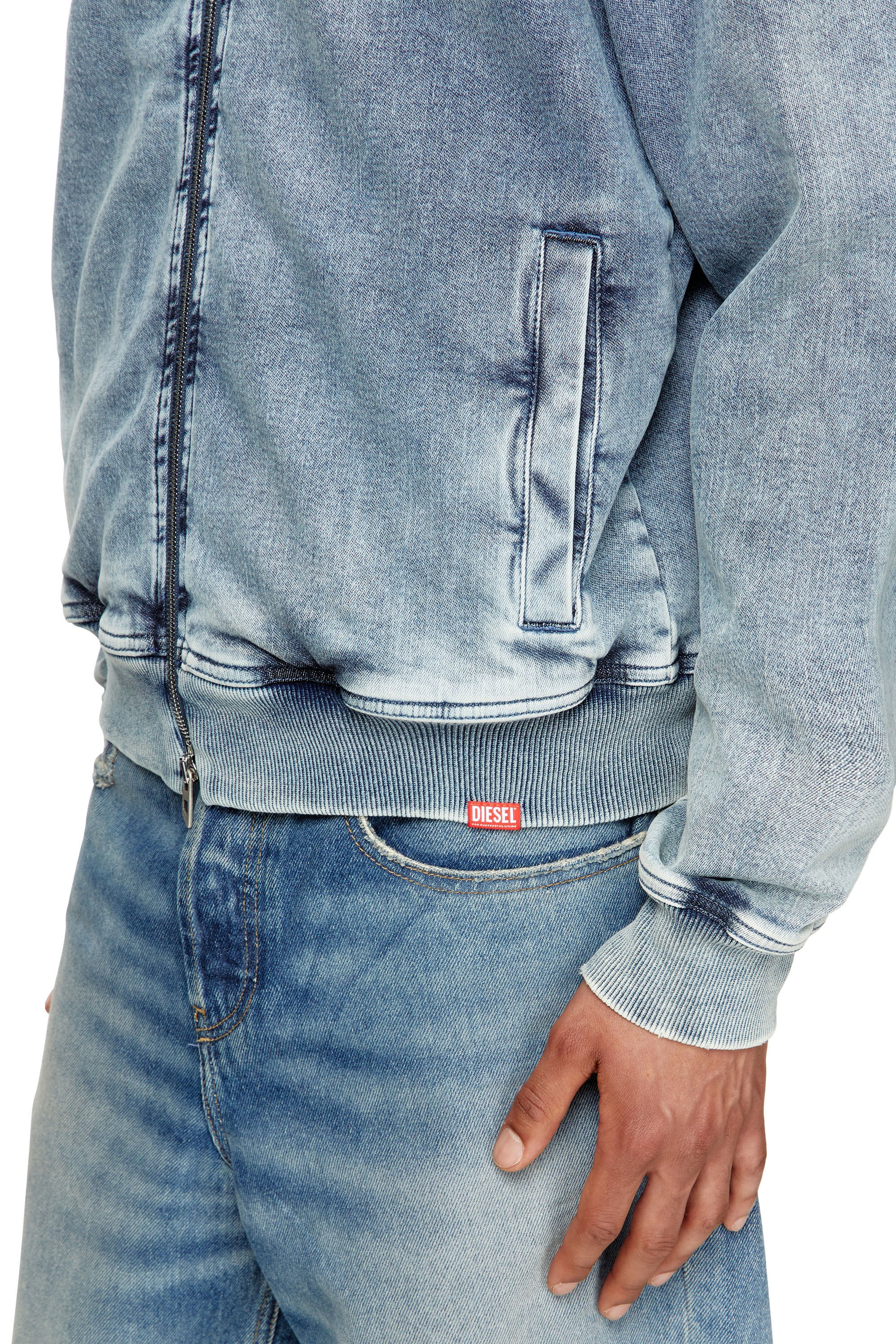 Diesel - D-BUZYE-S TRACK, Unisex's Zip-up sweater in trompe l'oeil Track Denim in ライトブルー - 4