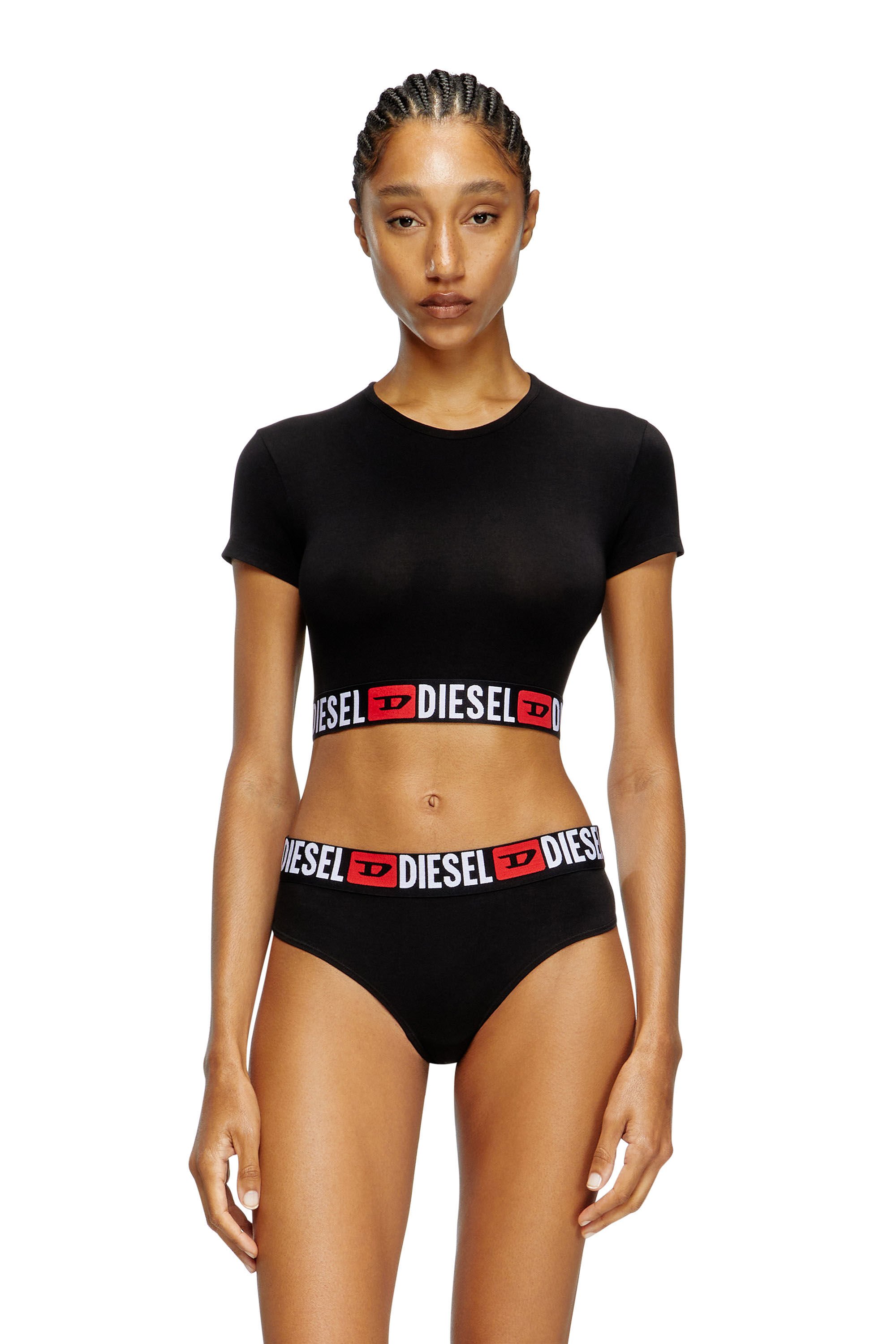 Diesel - IRMA-D-CORE, Female's Cropped top with logo band in ブラック - 3