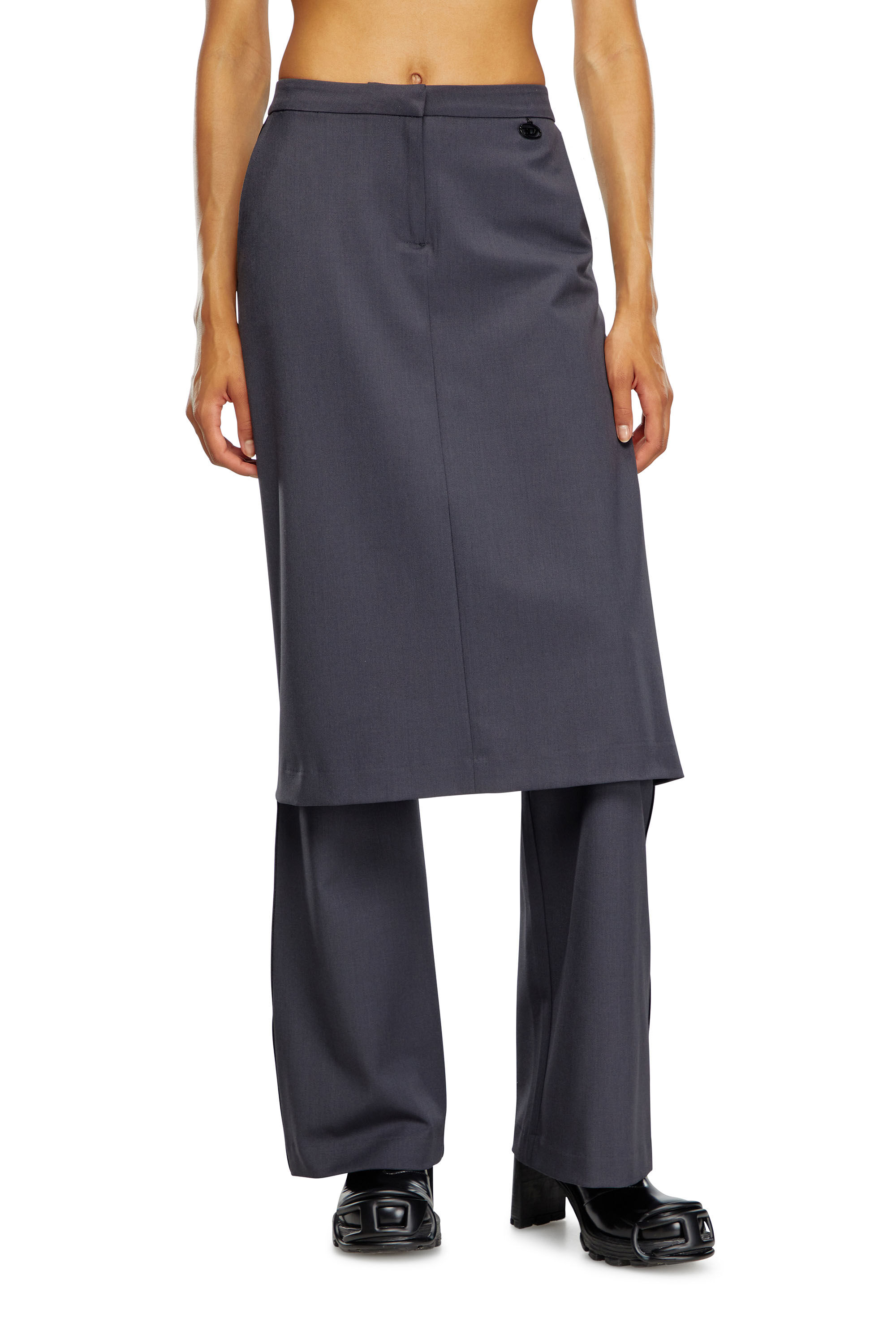 P-EARL Hybrid skirt-pants in wool blend｜グレー｜ウィメンズ｜DIESEL