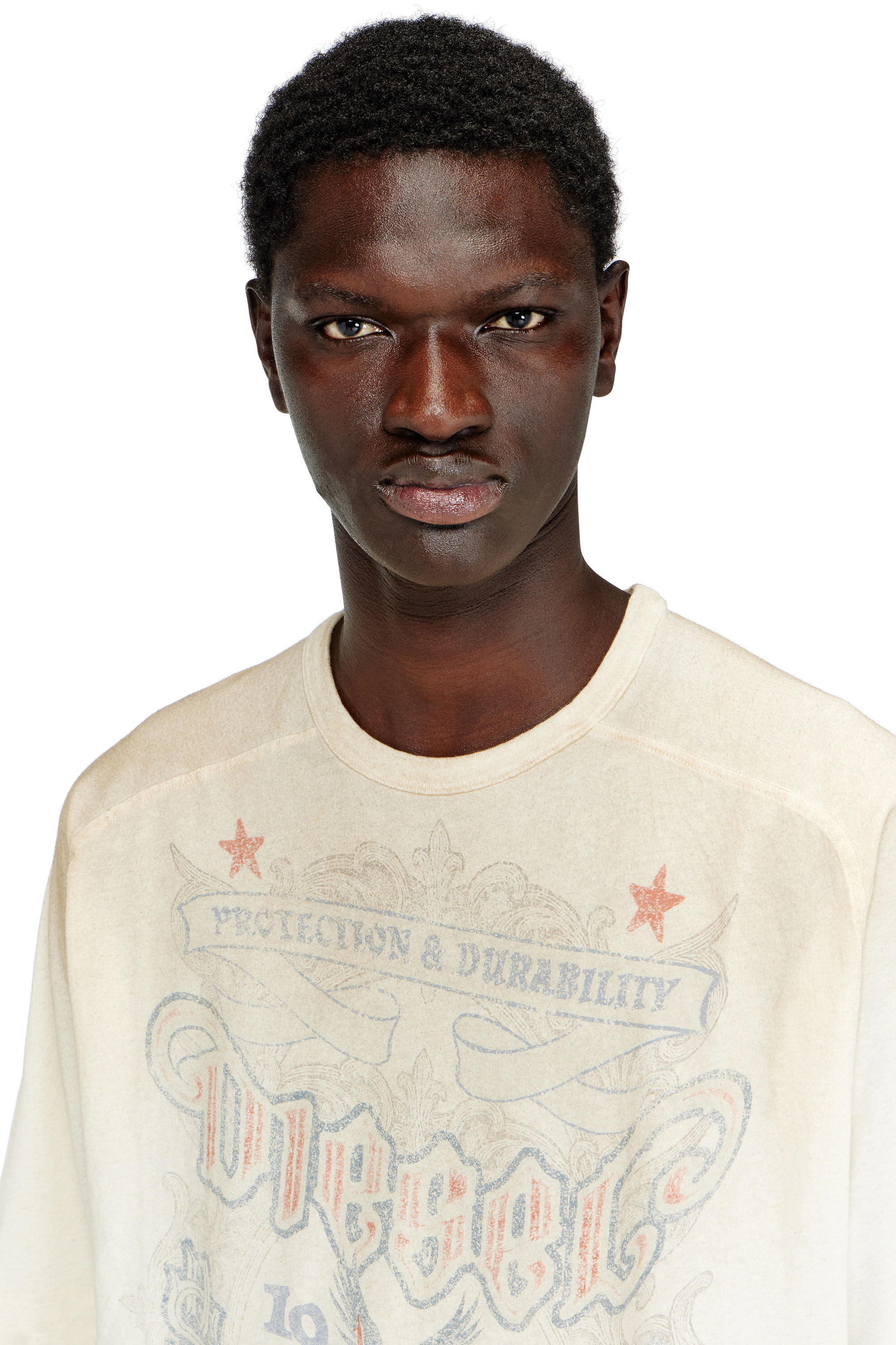 T-ALECY T-shirt with Diesel crest graphic｜ホワイト｜メンズ｜DIESEL
