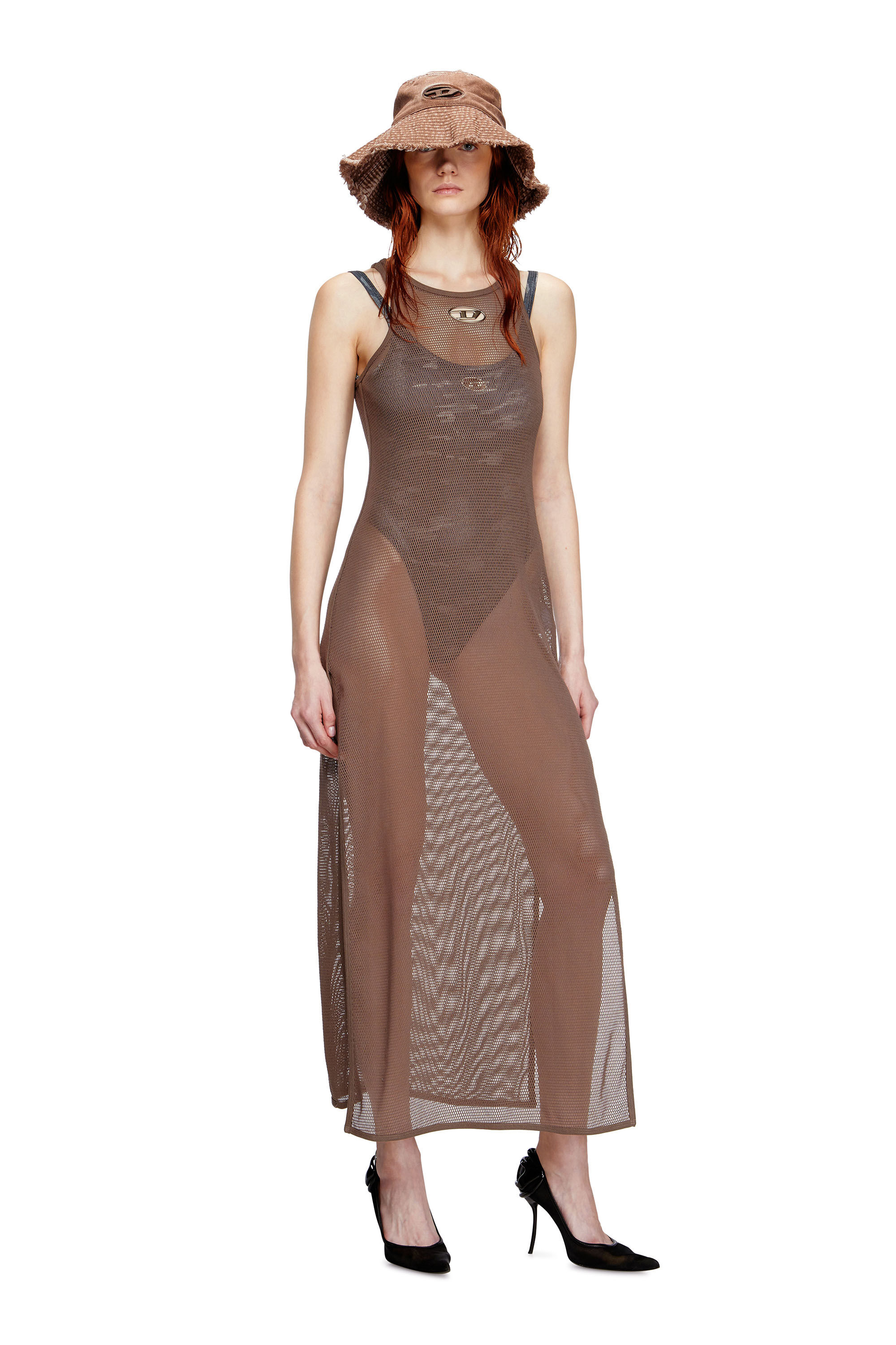 JENNIFER-UTLT メッシュドレス｜ブラウン｜ウィメンズ｜DIESEL