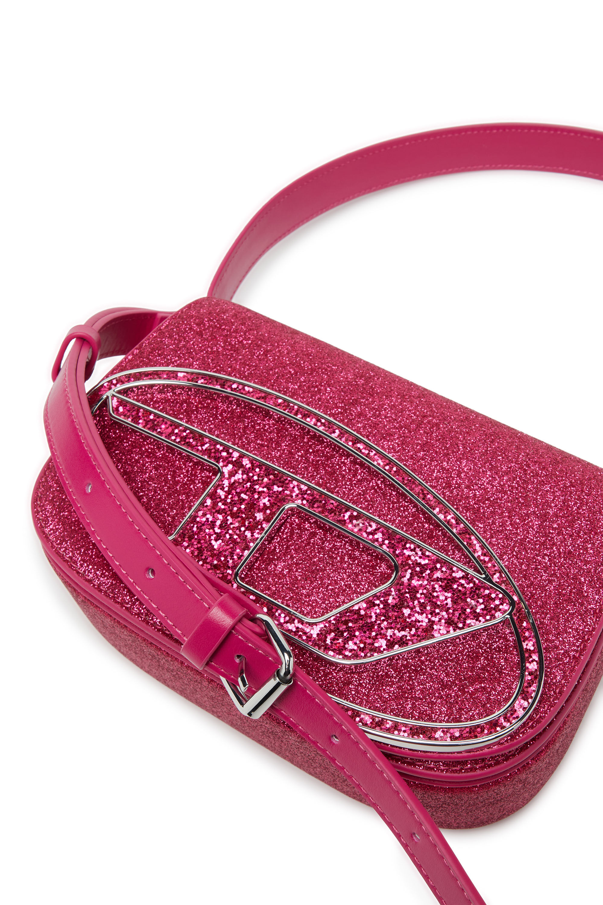 1DR 1DR-Iconic shoulder bag in glitter fabric｜ピンク｜ウィメンズ｜DIESEL