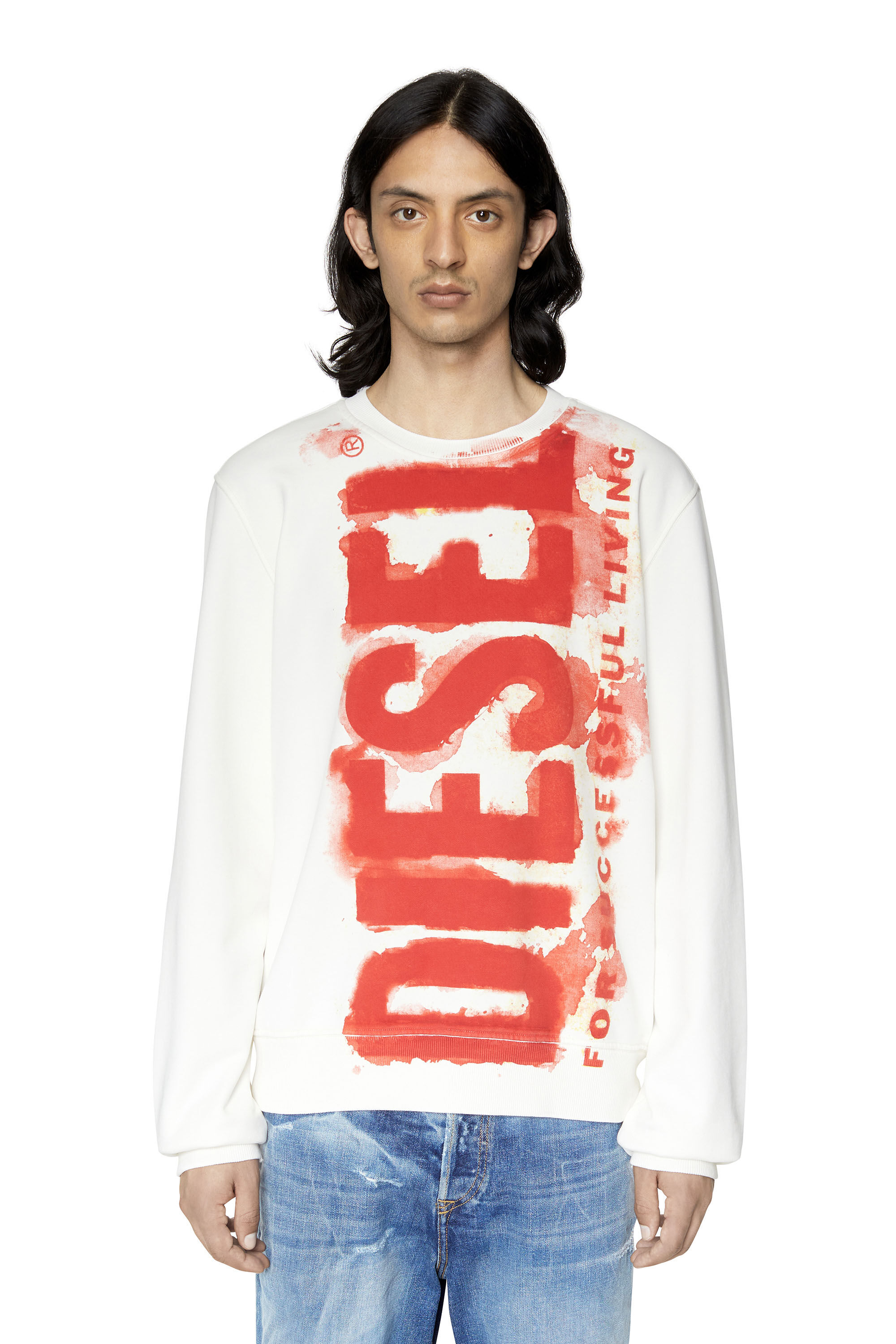Diesel - S-GINN-E5, Male's スウェット in ホワイト - 3