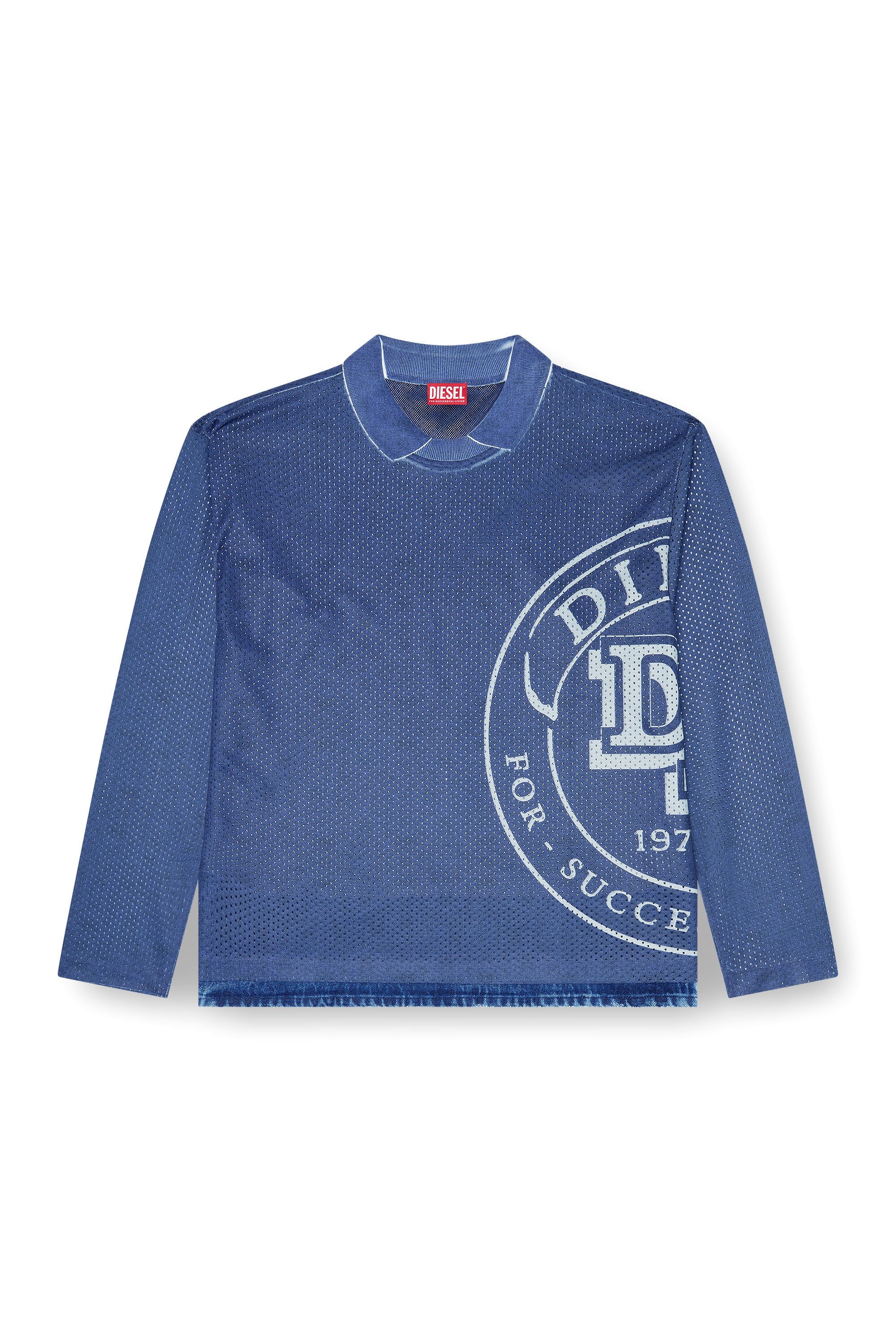 Diesel - T-OLLIE, Male's Long-sleeve polo top with sublimation print in ブルー - 2
