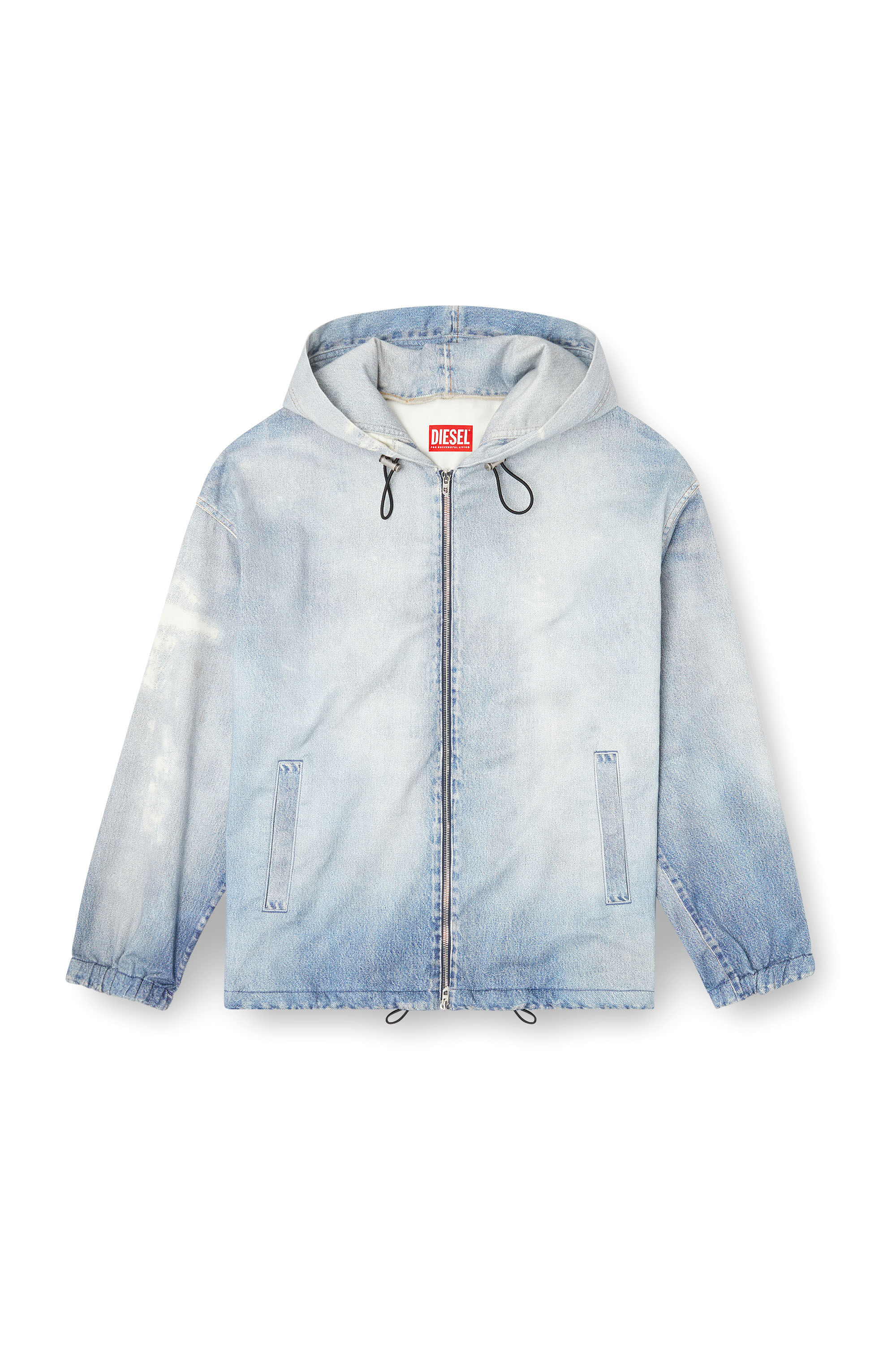 Diesel - D-WYNNY JOGG, Male's Hooded jacket in printed bleach-effect JoggJeans in ライトブルー - 2