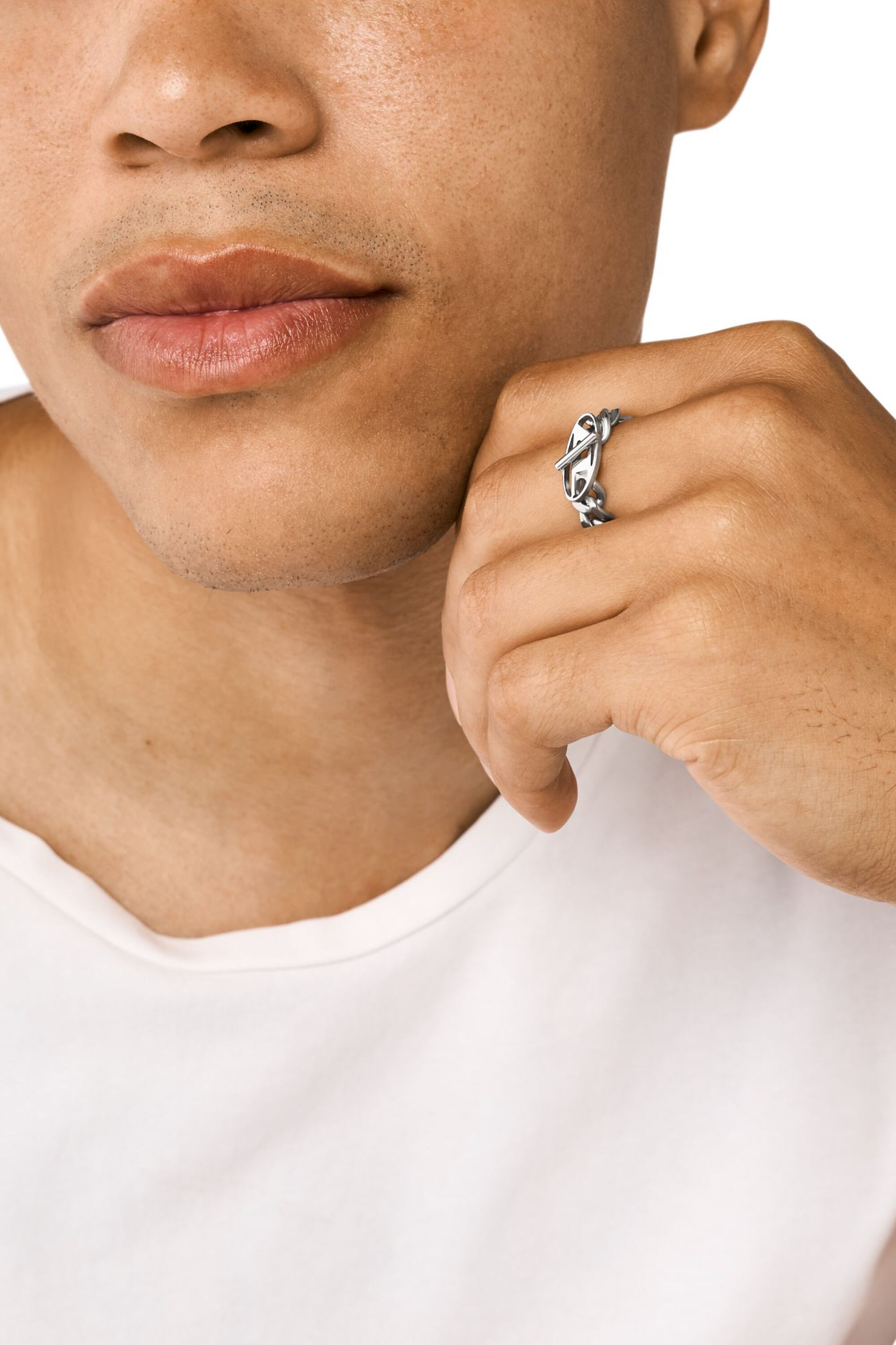 Diesel - DX1533040, Unisex's Stainless Steel Soft Chain Ring in シルバー - 3