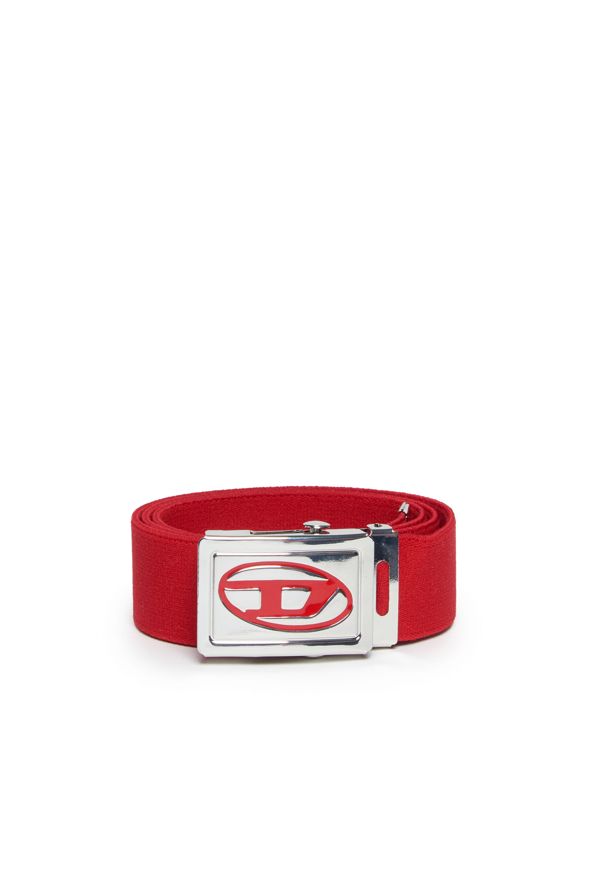 Diesel - BESAR, Male's Tape belt with Oval D plaque buckle in レッド - 1