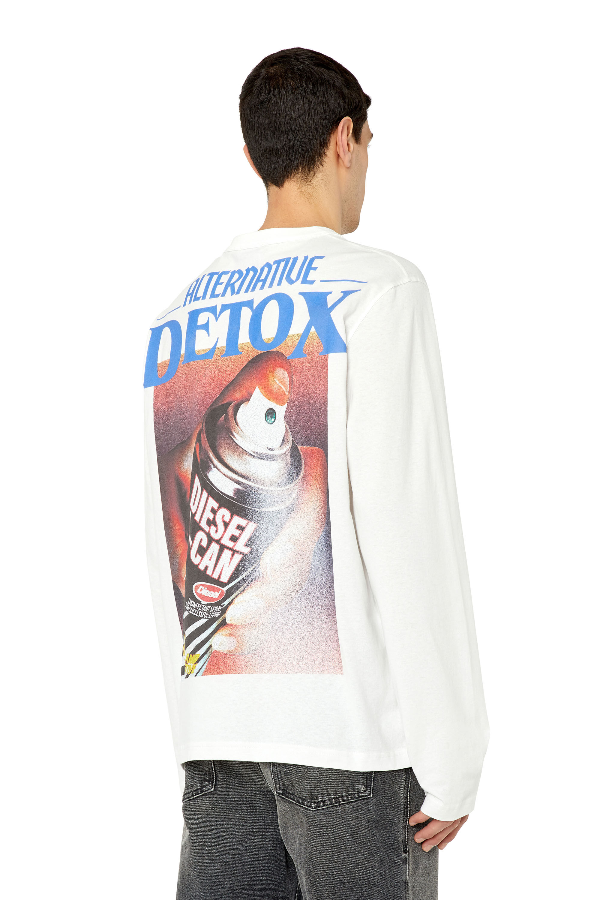 Diesel - T-CRANE-LS-G4, Male's Tシャツ 長そで バックプリント in ホワイト - 5