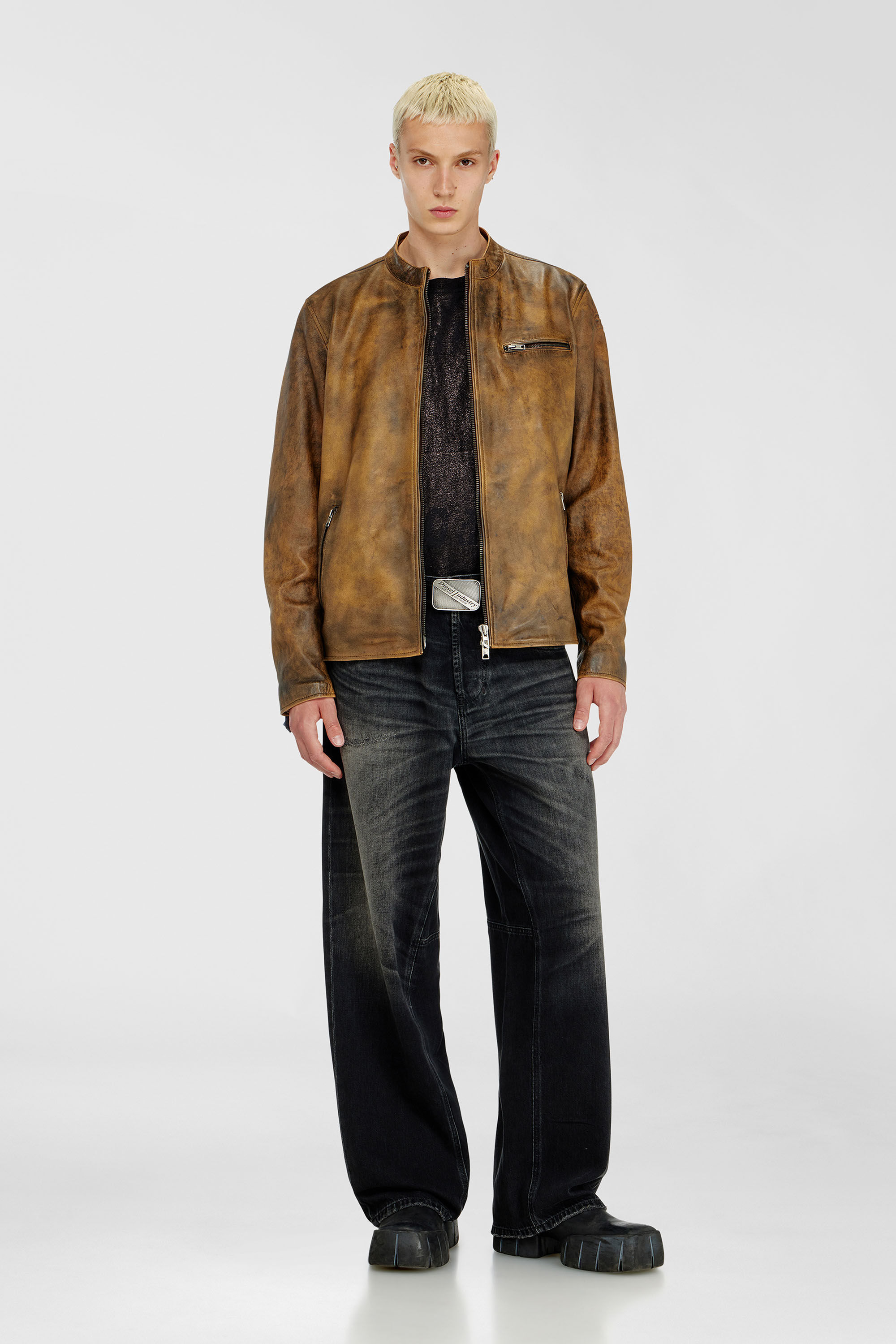 Diesel - L-ZAD-KNCZ, Male's レザージャケット in ライトブラウン - 1