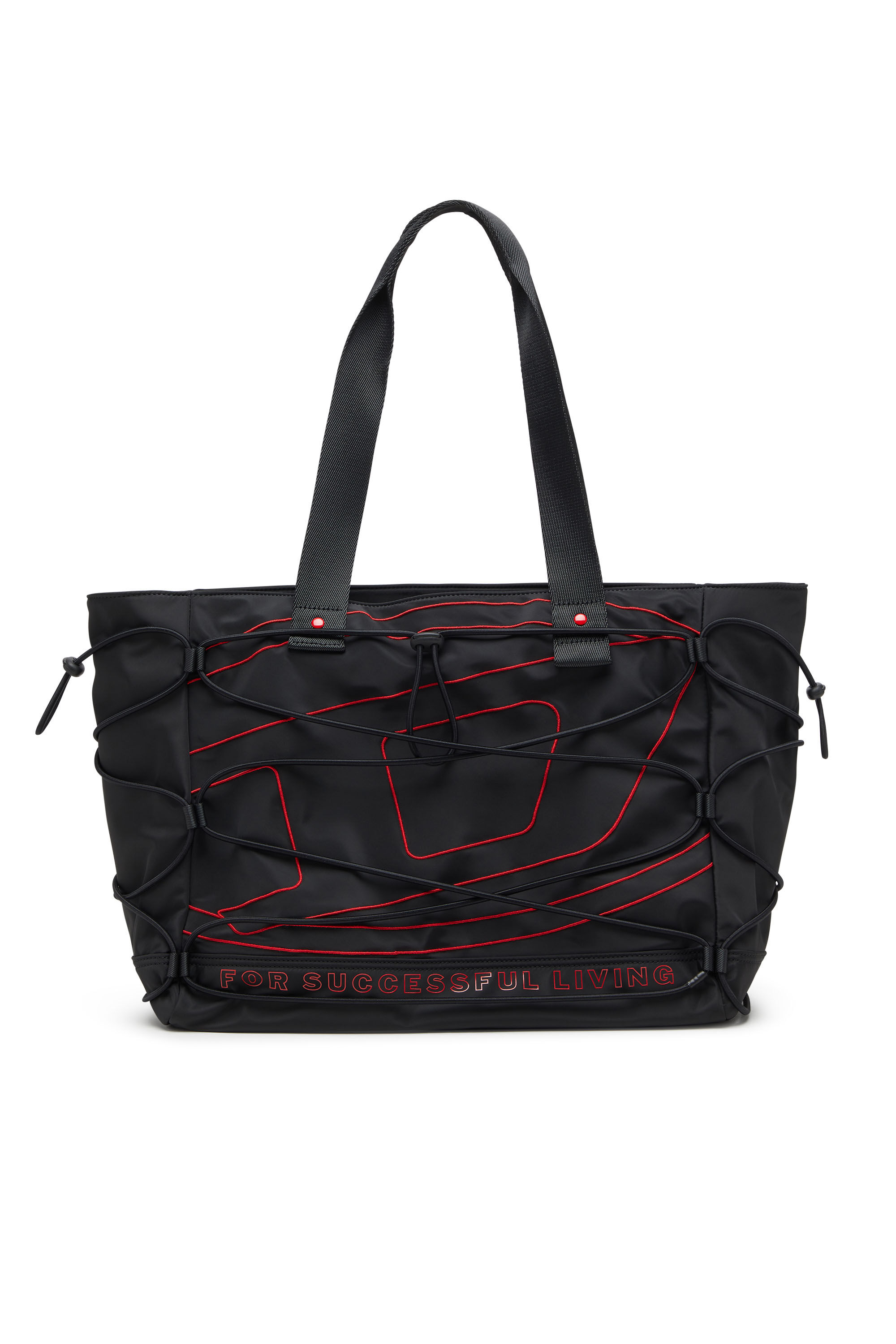Diesel - TECH-D TOTE M X, Unisex's Tech-D-Nylon tote bag with Oval D embroidery in ブラック - 2