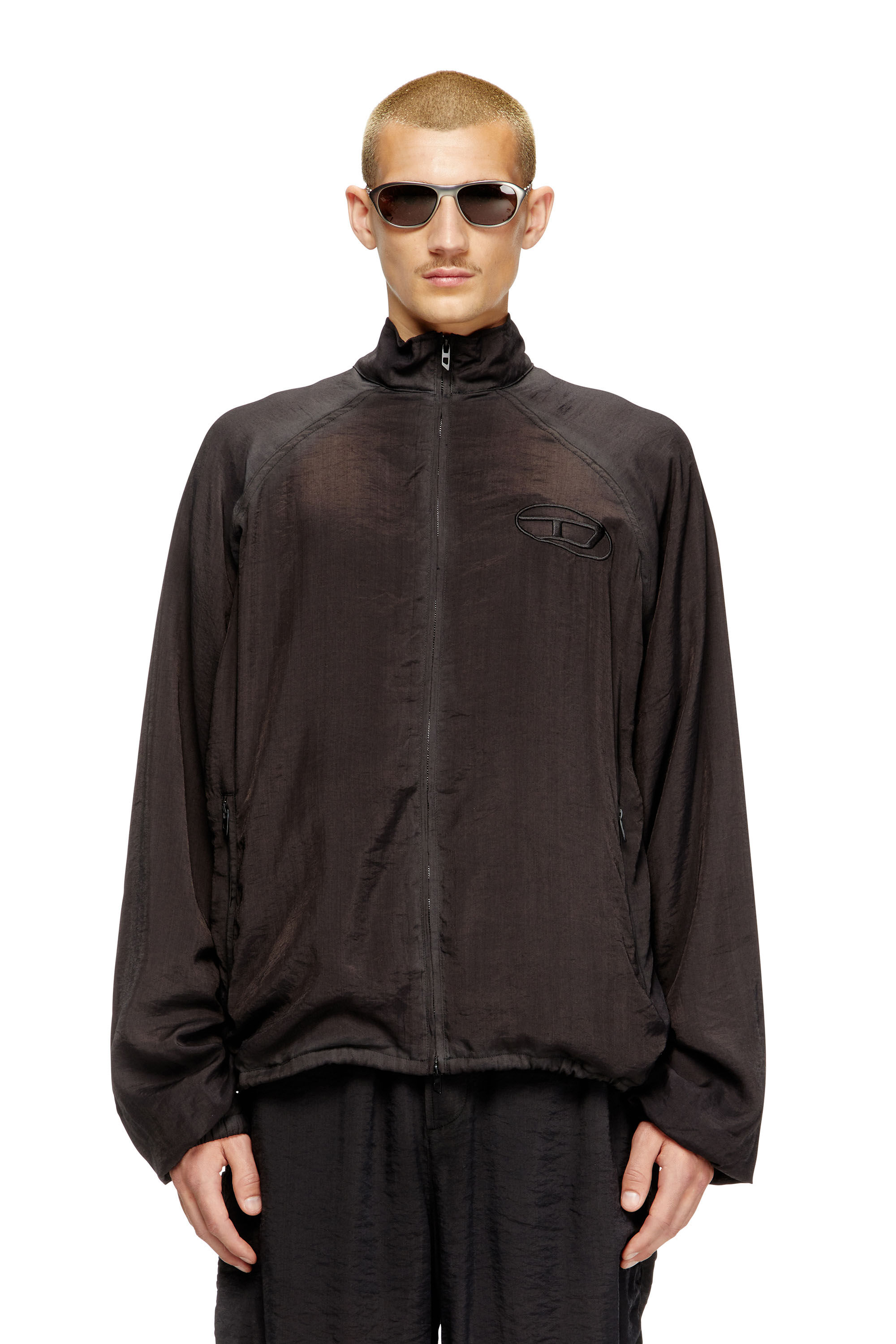Diesel - J-HENRI-SOUVENIR, Male's Souvenir-style embroidered track jacket in ダークグレー - 2