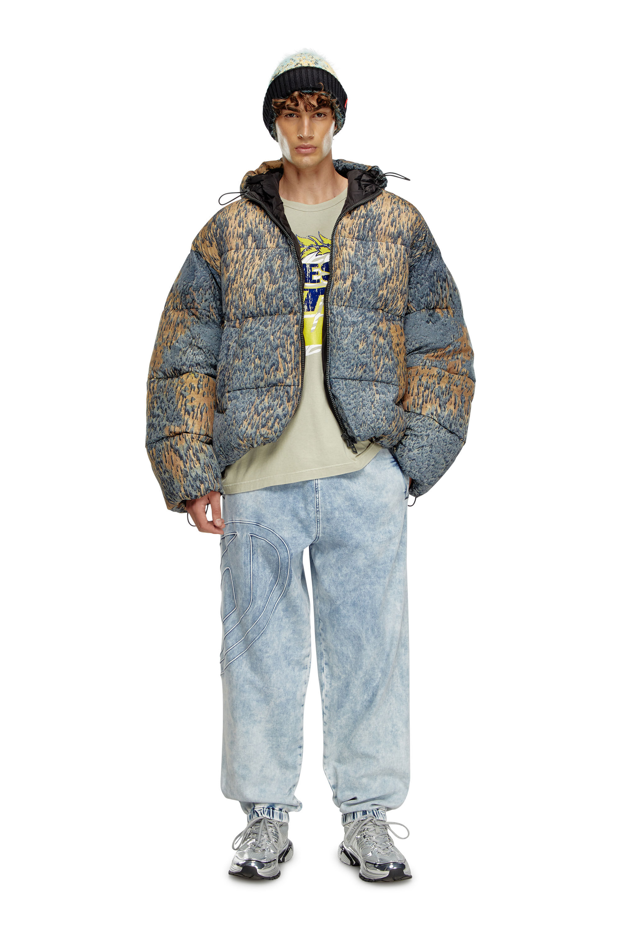 W-BOGAERT Puffer jacket with acid rain effect｜マルチカラー｜メンズ｜DIESEL