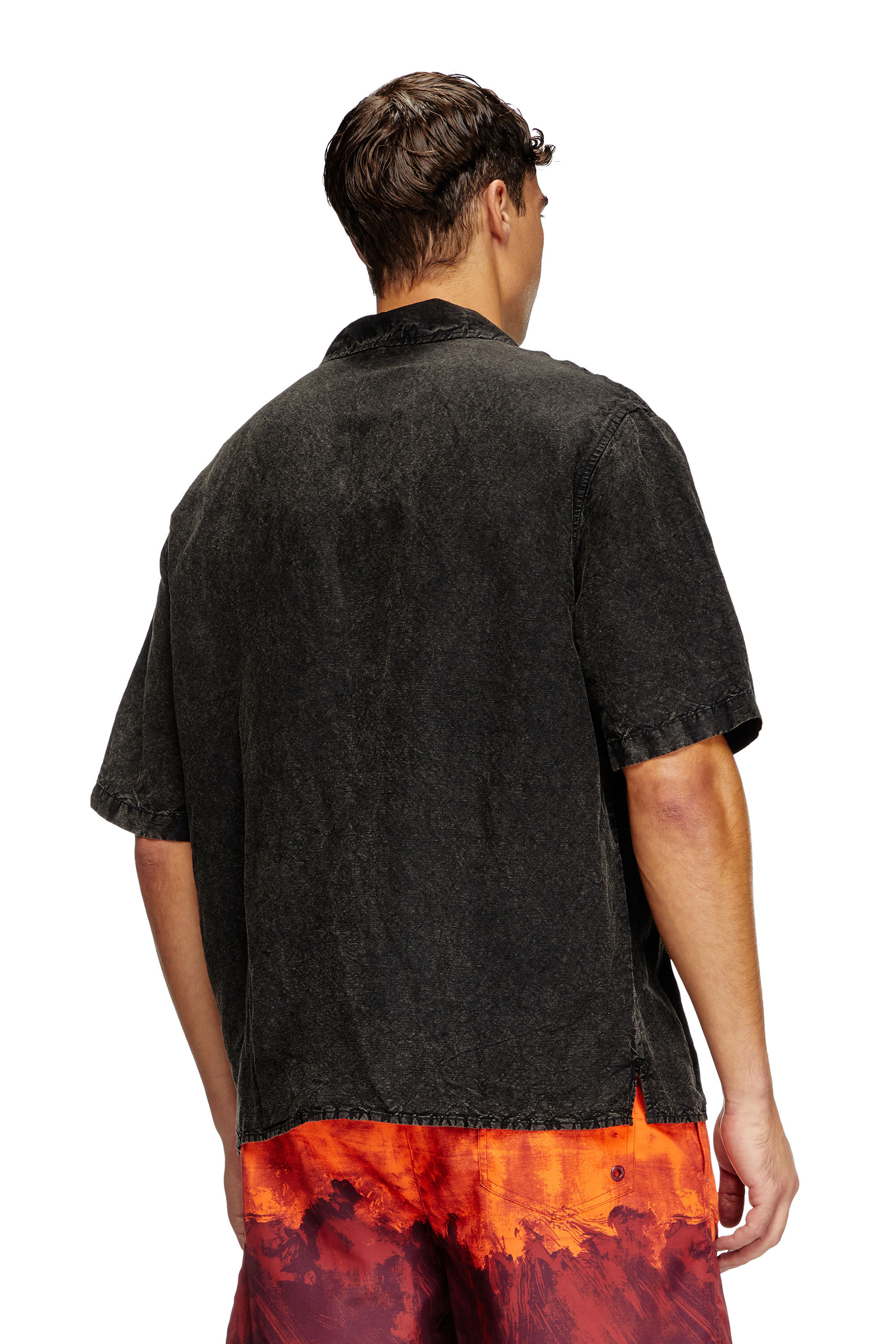 Diesel - CHARLES-D-POP, Male's Beach shirt in linen blend in ブラック - 3