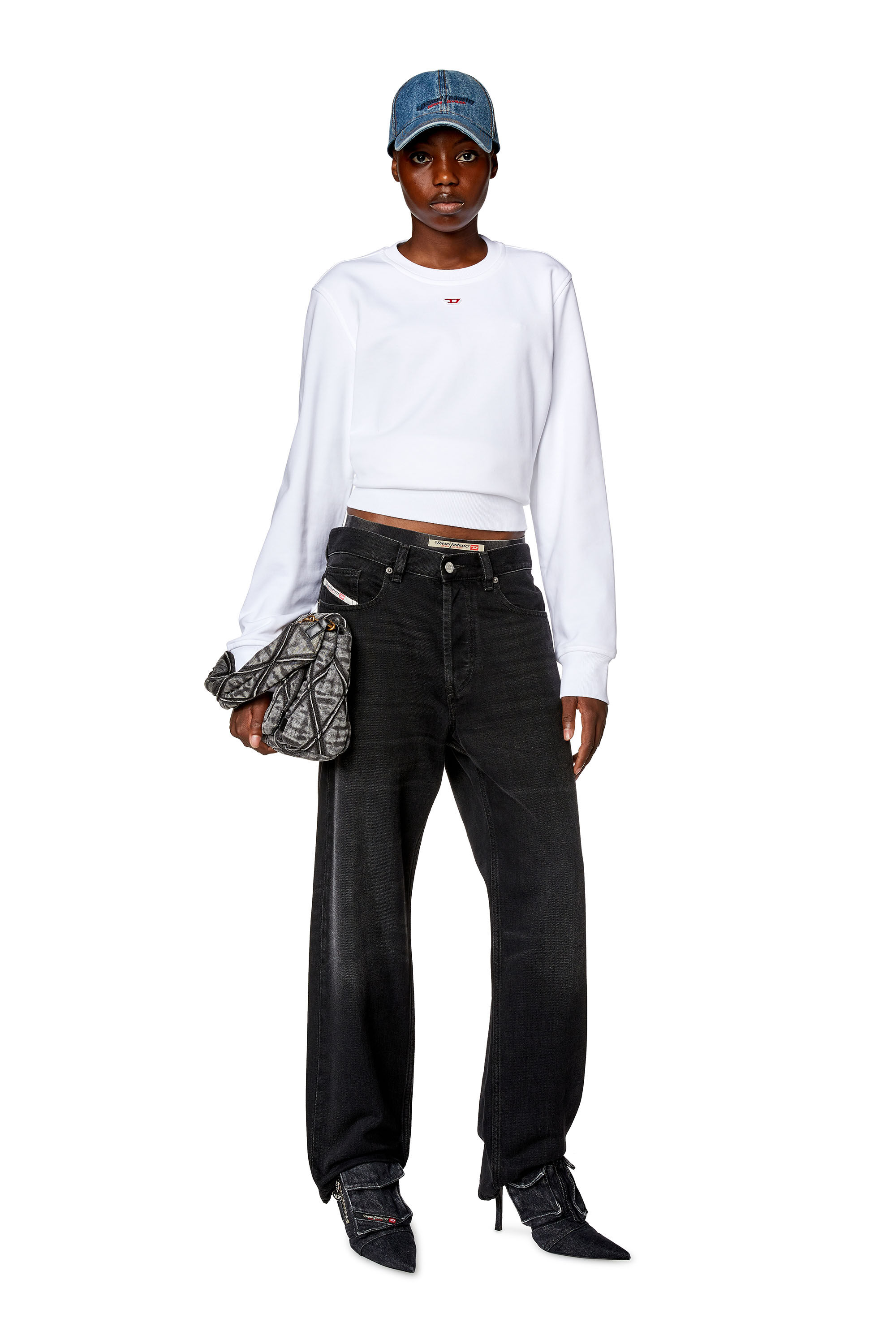 Diesel - S-GINN-D, Female's Sweatshirt with D logo in ホワイト - 1