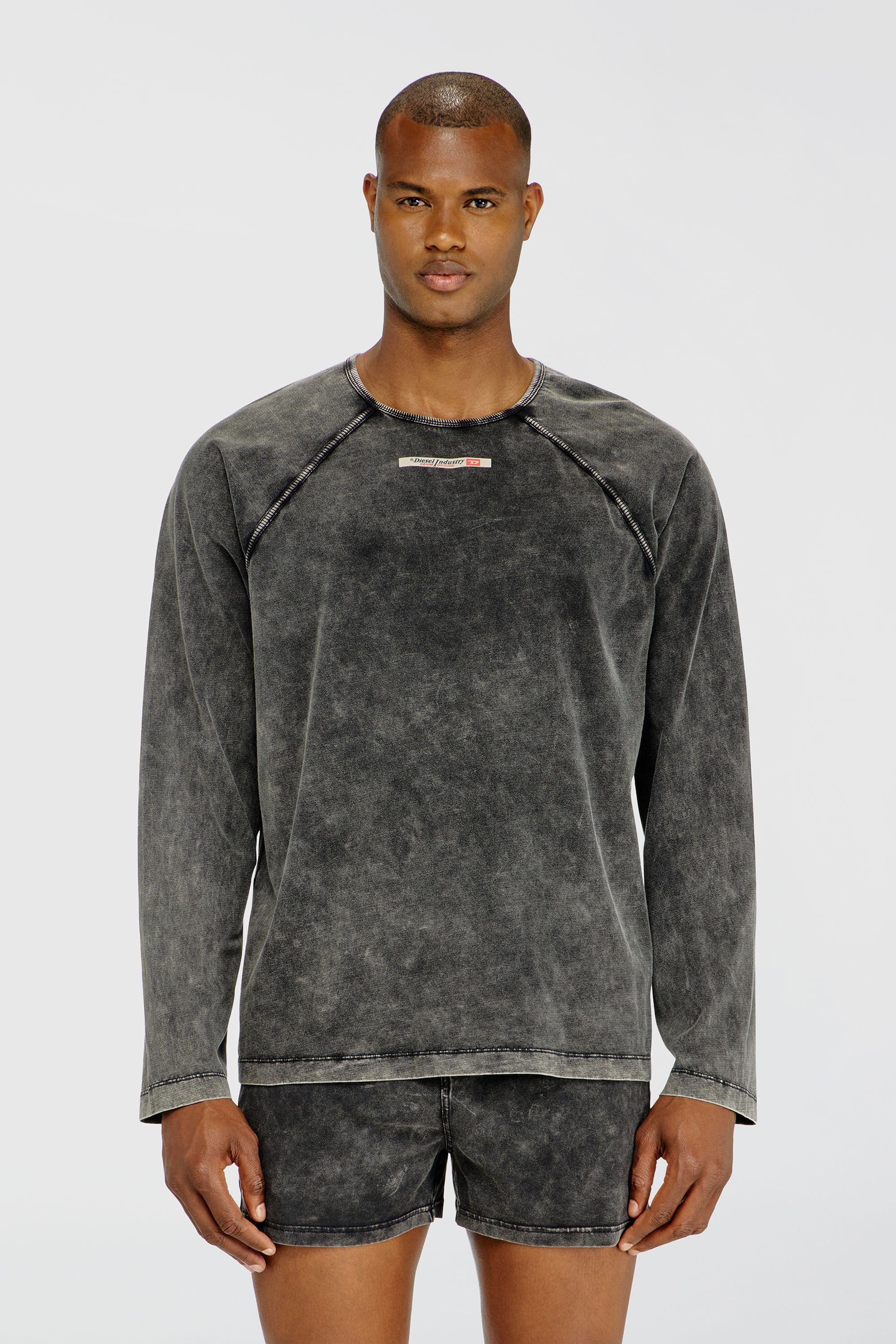 Diesel - BRYAN-DNM, Male's 長袖Tシャツ in ダークグレー - 3