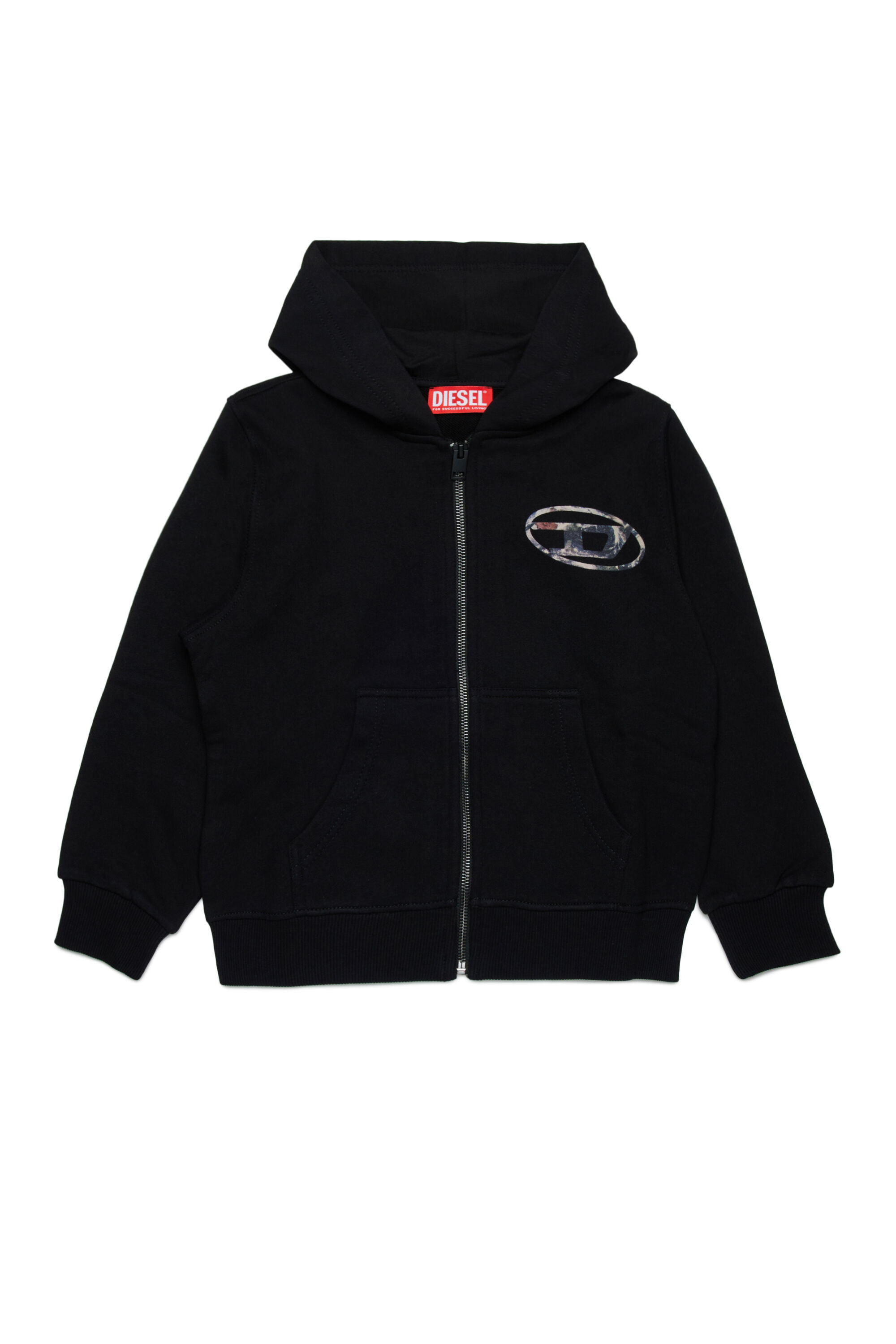 SWELTHOODZIP OVER Zip-up hoodie with Planet Camo logo｜ブラック｜ボーイズ｜DIESEL