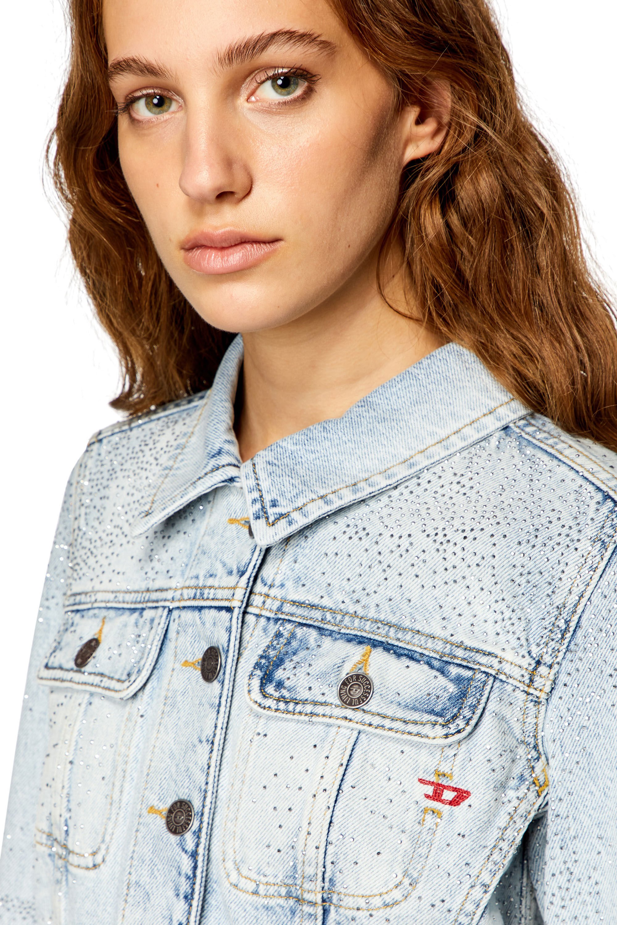 Diesel - DE-SLIMMY-S, Female's Trucker jacket in micro-crystal denim in ライトブルー - 4