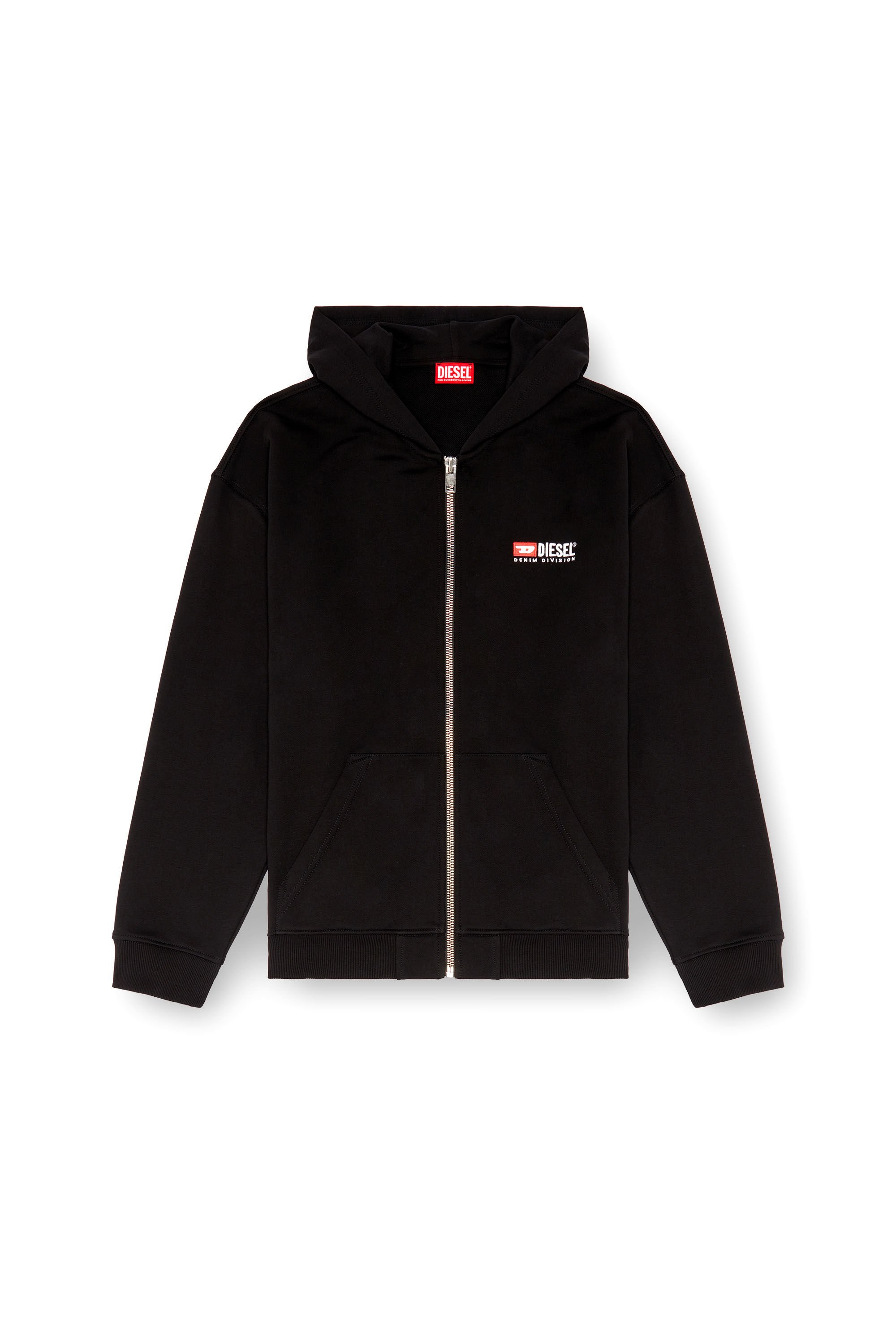 Diesel - S-BOXT-HOOD-ZIP-DIV, Male's Zip-up hoodie with Diesel embroidery in ブラック - 2