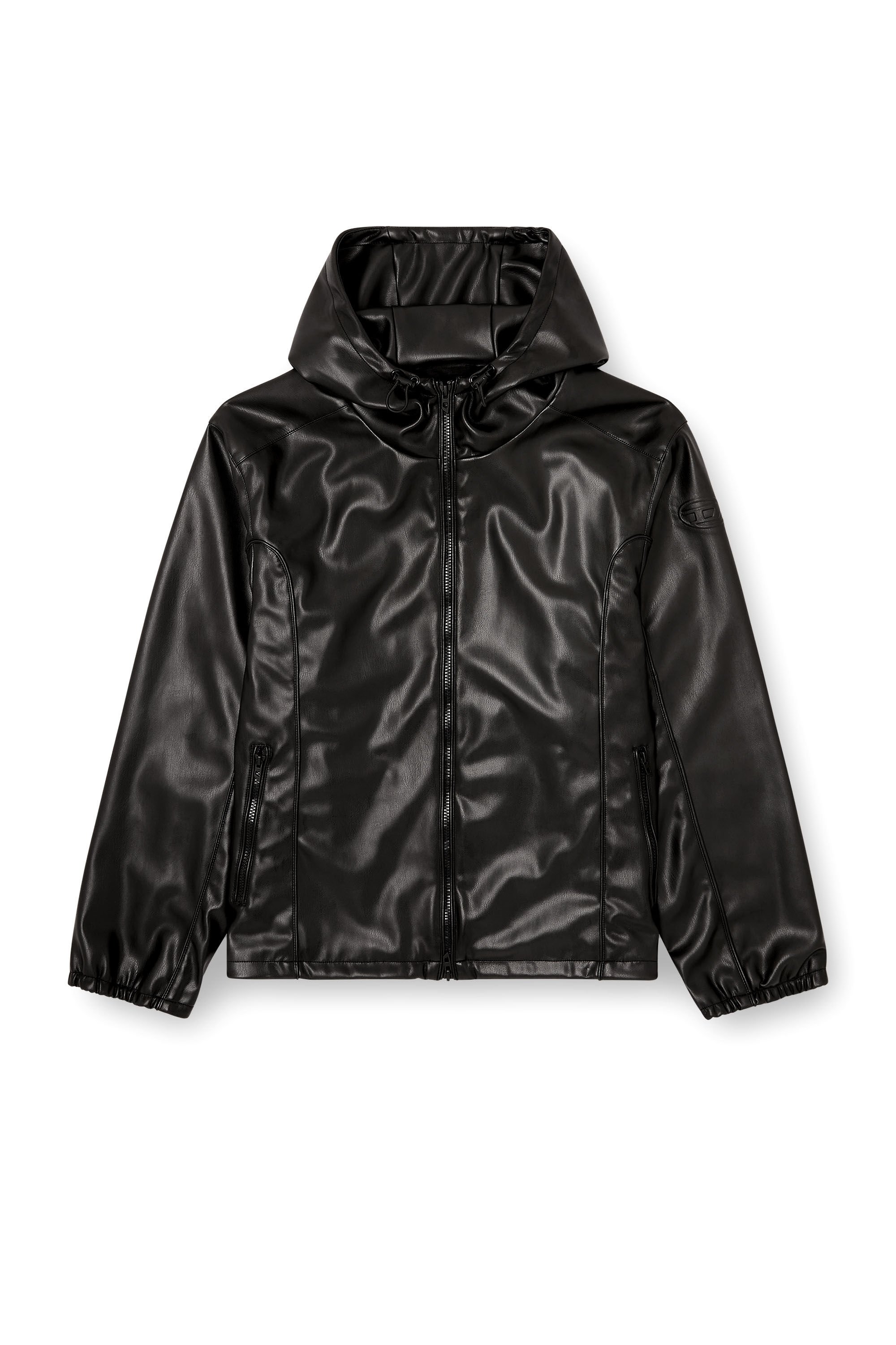 Diesel - J-HIVES-PGBX, Male's Hooded windbreaker in coated fabric in ブラック - 2