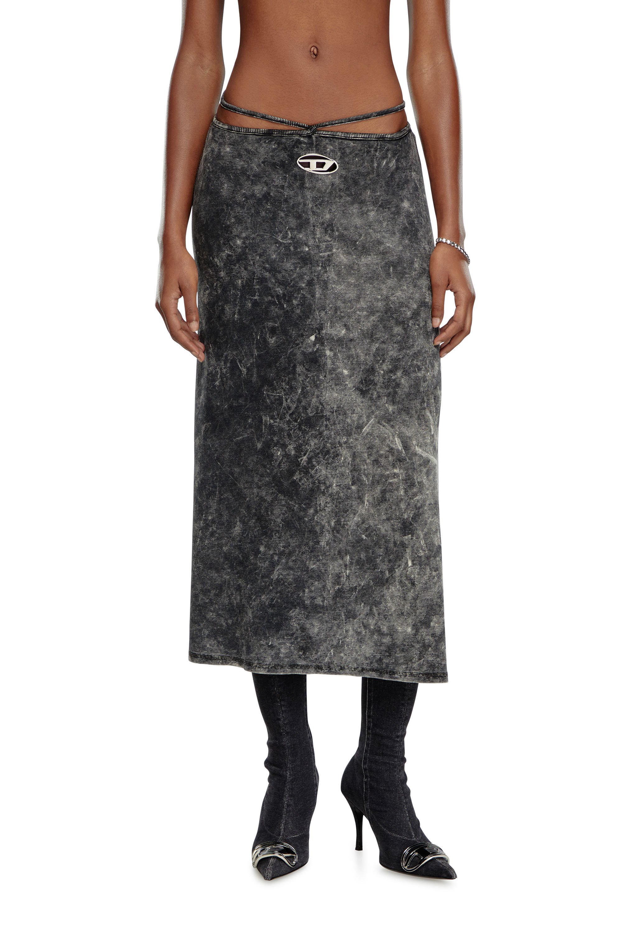 Diesel - O-ROSSI, Female's Marbled midi skirt with wrap-around ties in ダークグレー - 3
