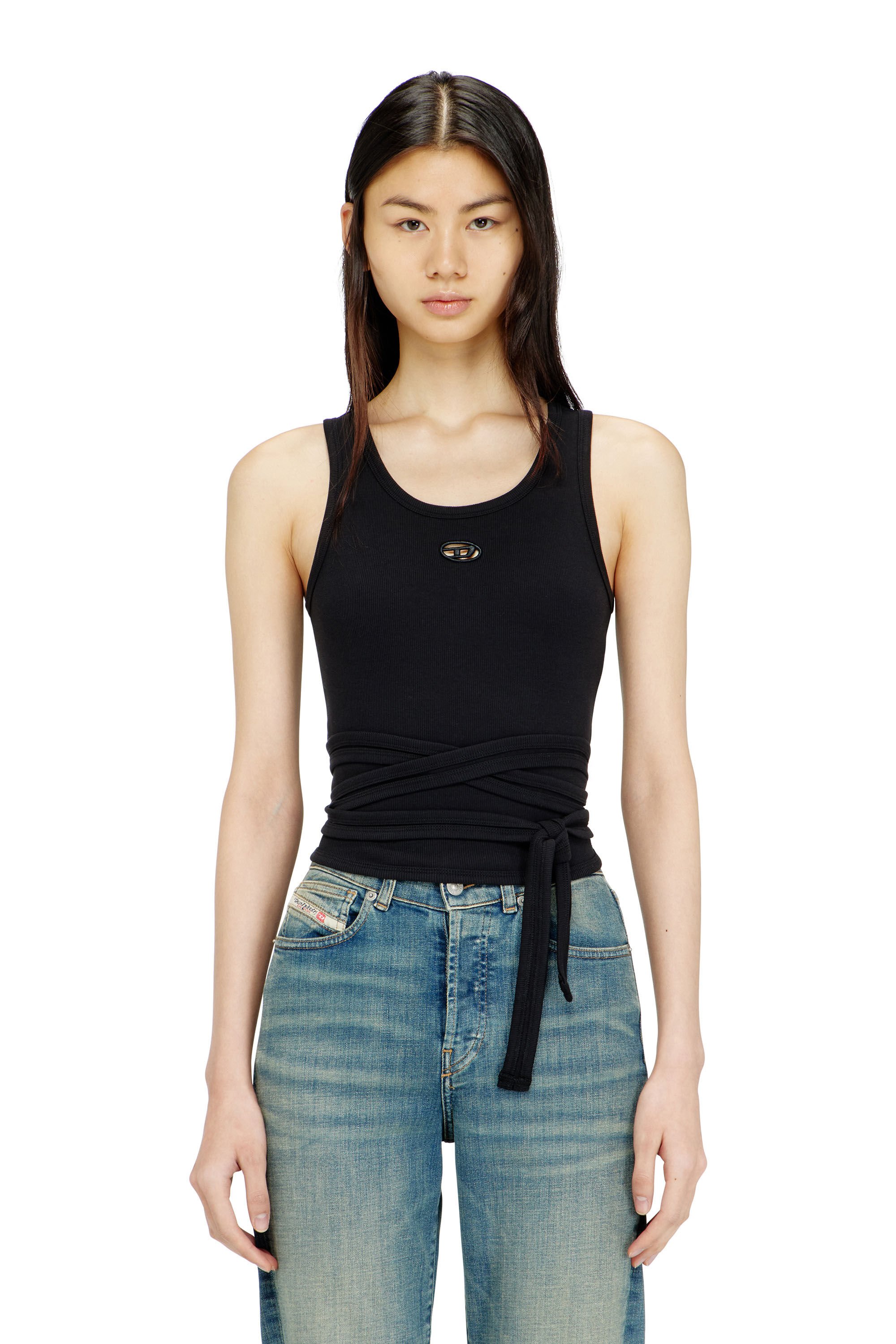 Diesel - T-ANKY-TAIL-S1, Female's Crop top with wrap-around design in ブラック - 3