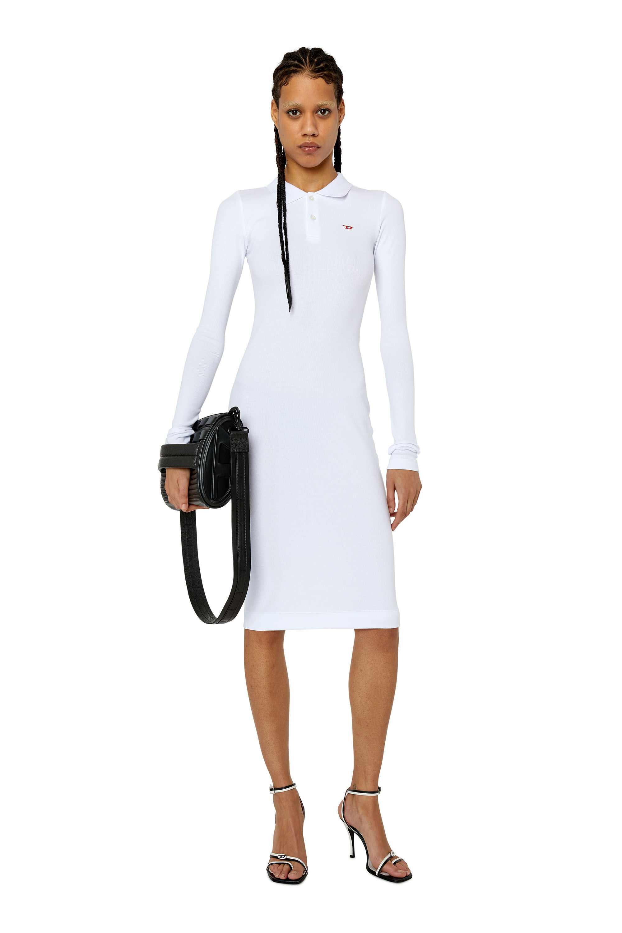 Diesel - D-RIBENNY-LS-D, Female's Polo dress with D logo in ホワイト - 1