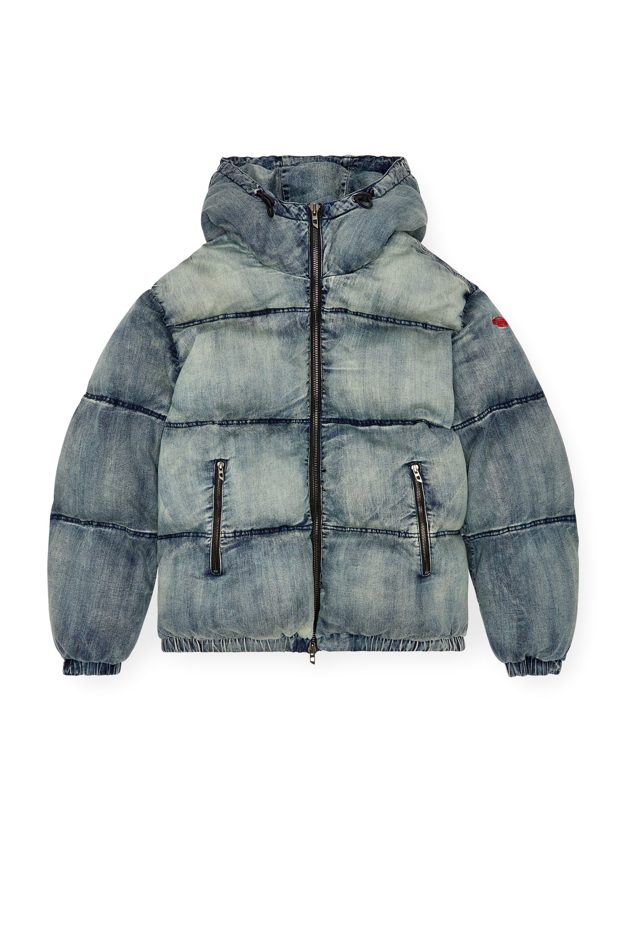 Diesel - W-MONS, Male's Puffer jacket in treated denim in ブルー - 2