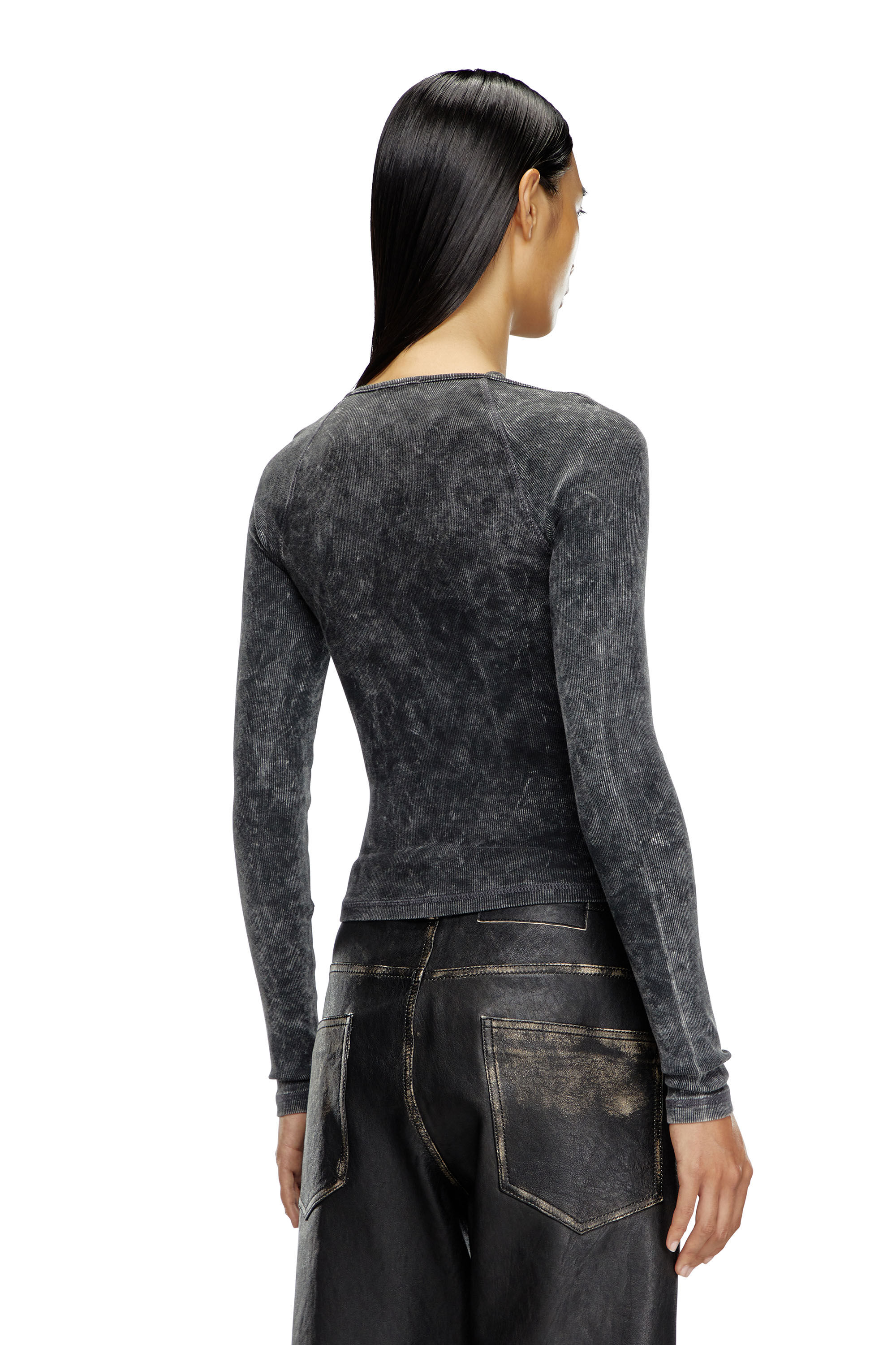 T-MARINEL Ribbed long-sleeve top with cross-over straps