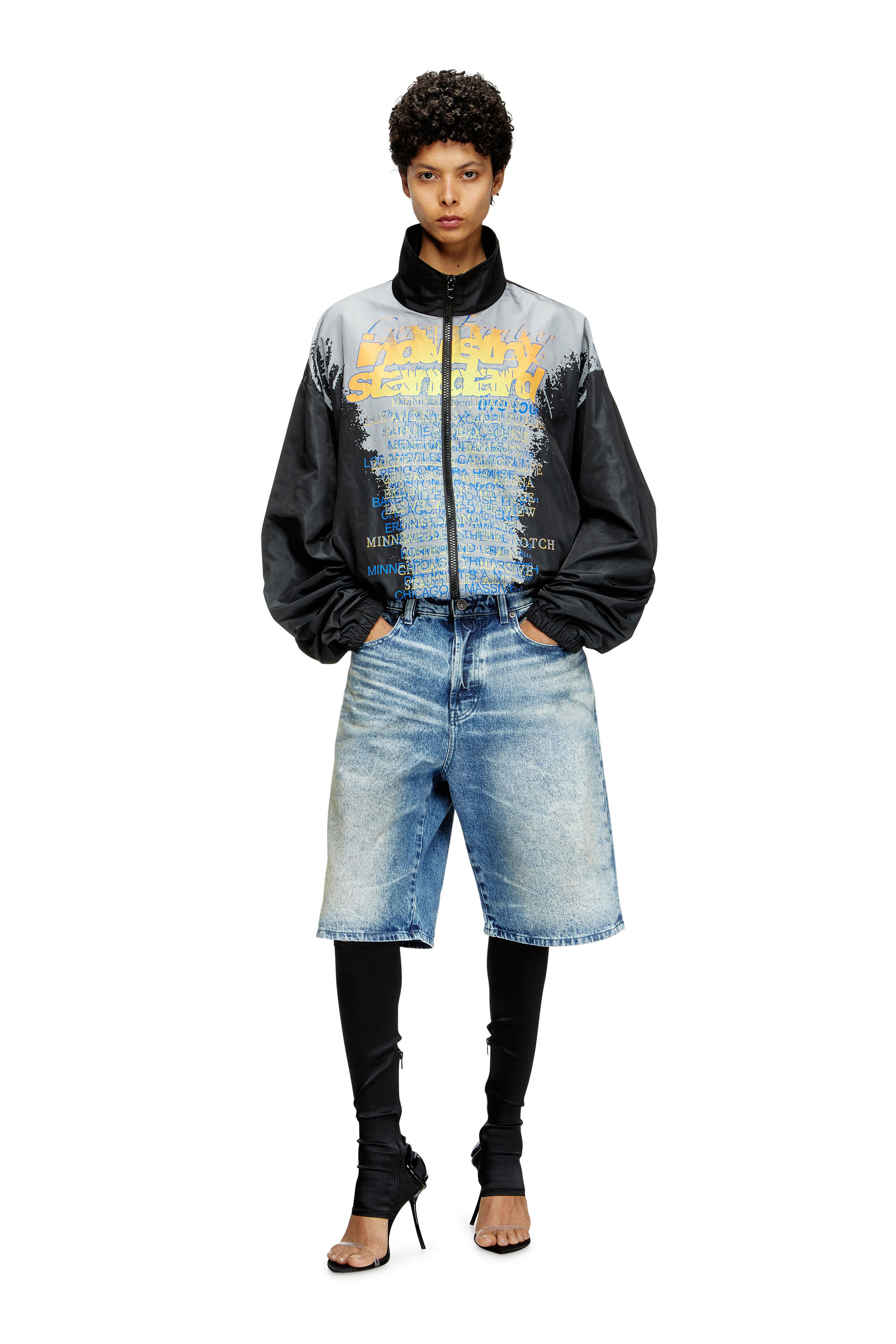 J-ERIK Tech-jersey jacket with lyrics print｜ブラック｜ウィメンズ