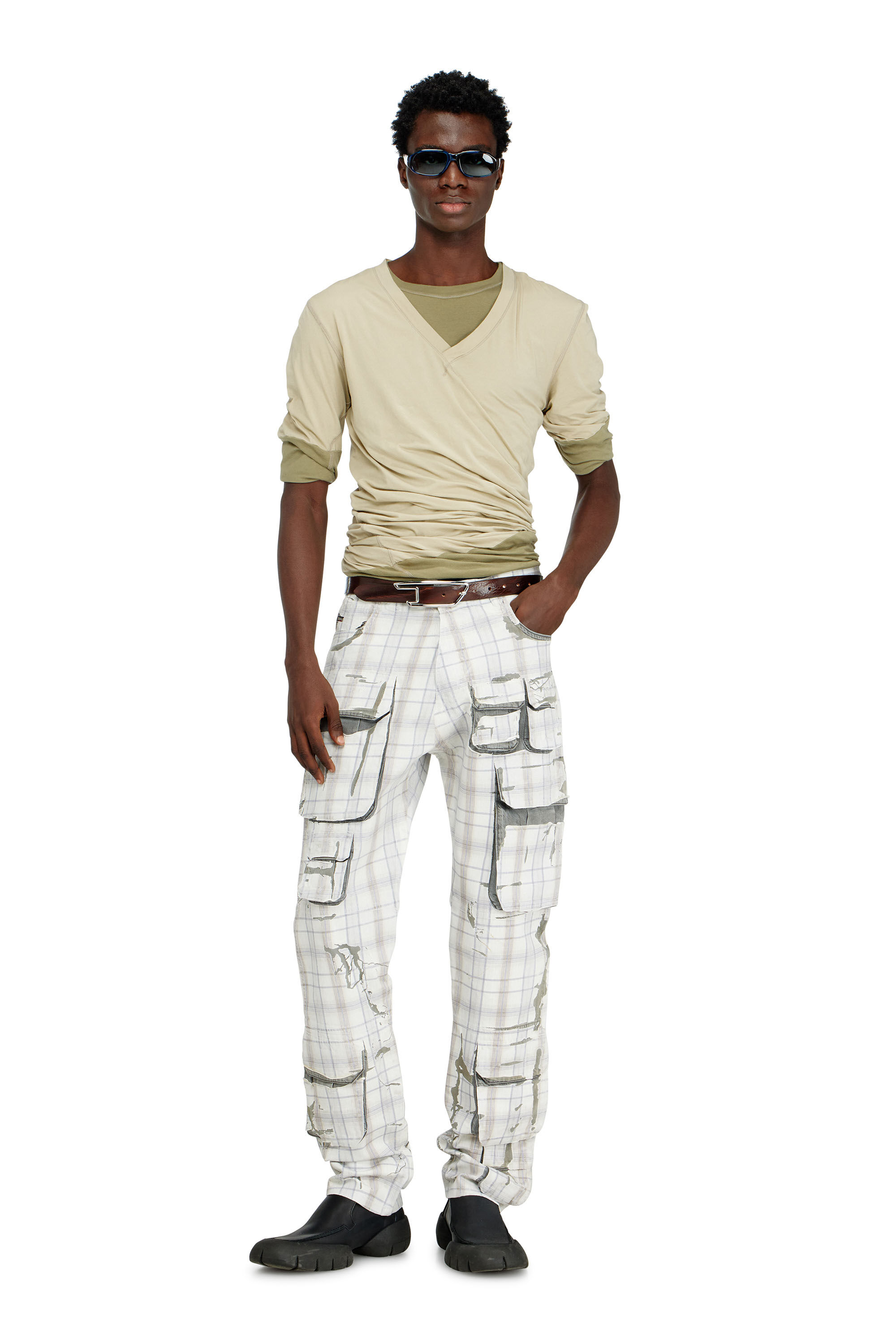 Diesel - T-MOODY-PLAIN, Male's Twisted double-layer top in グリーン - 1