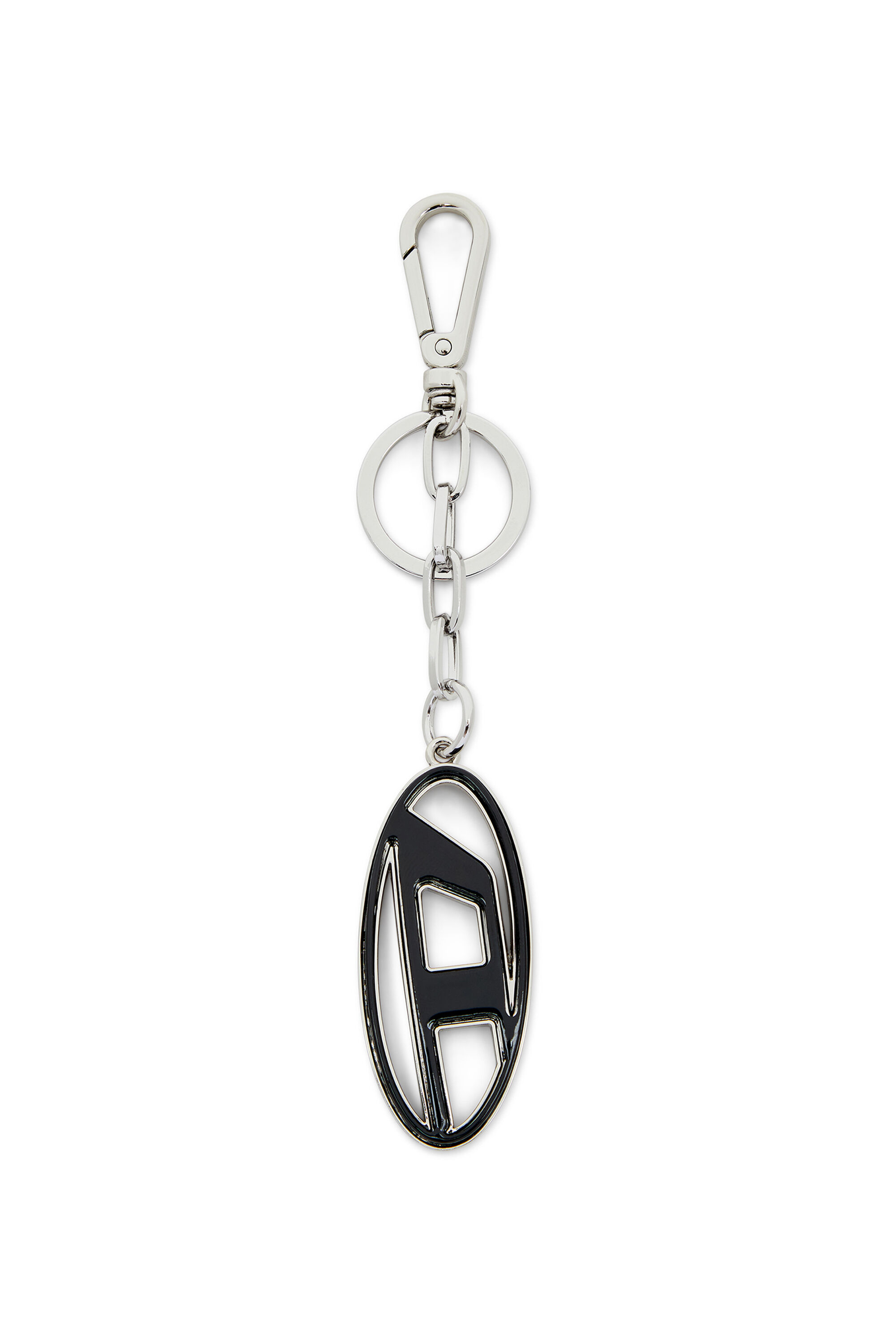 Diesel - CAGE-D LAYER, Male's Metal and resin Oval D keyring in ブラック/グリーン - 1