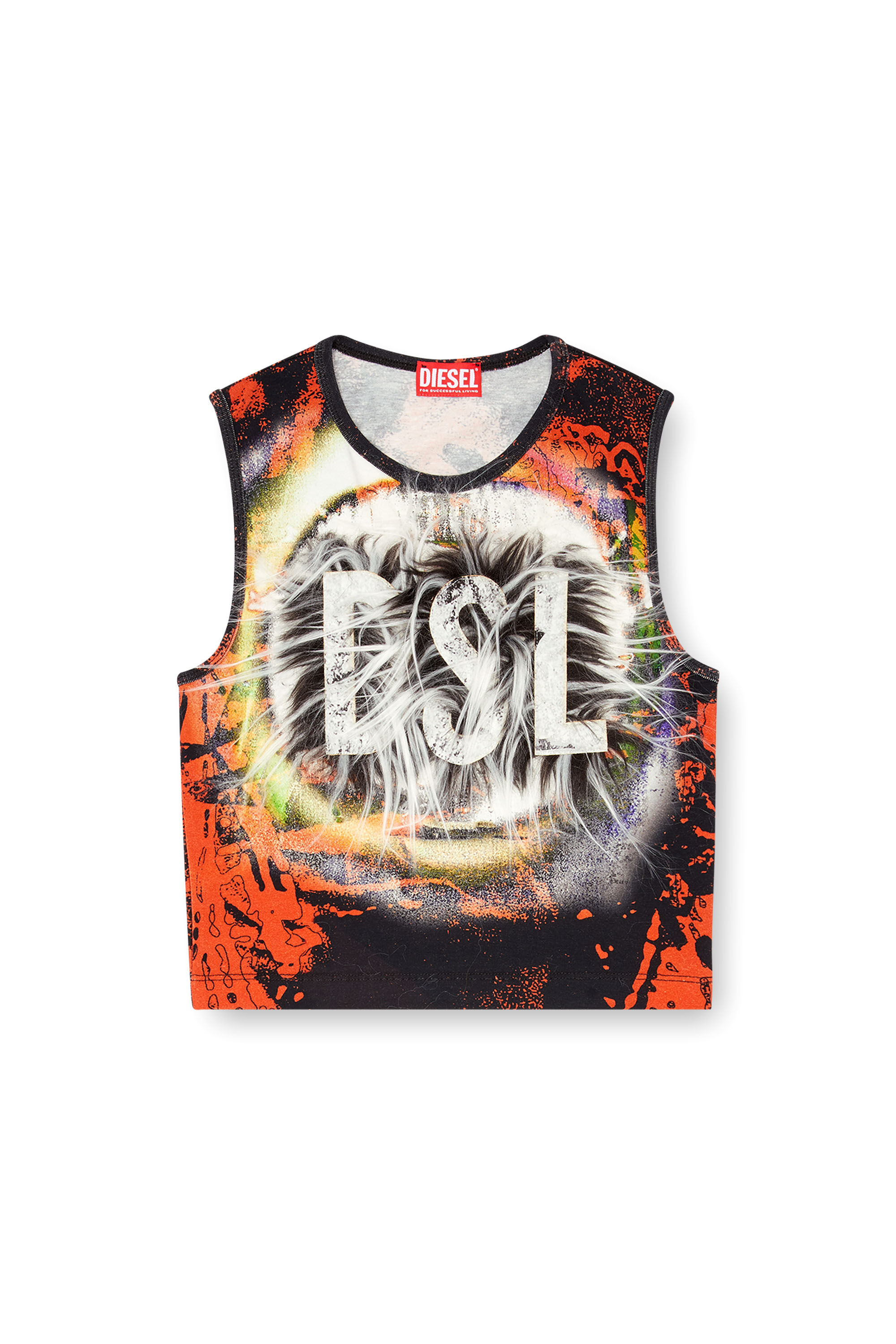 Diesel - T-GRAFITE, Female's Cropped tank top with fuzzy logo in ブラック - 2