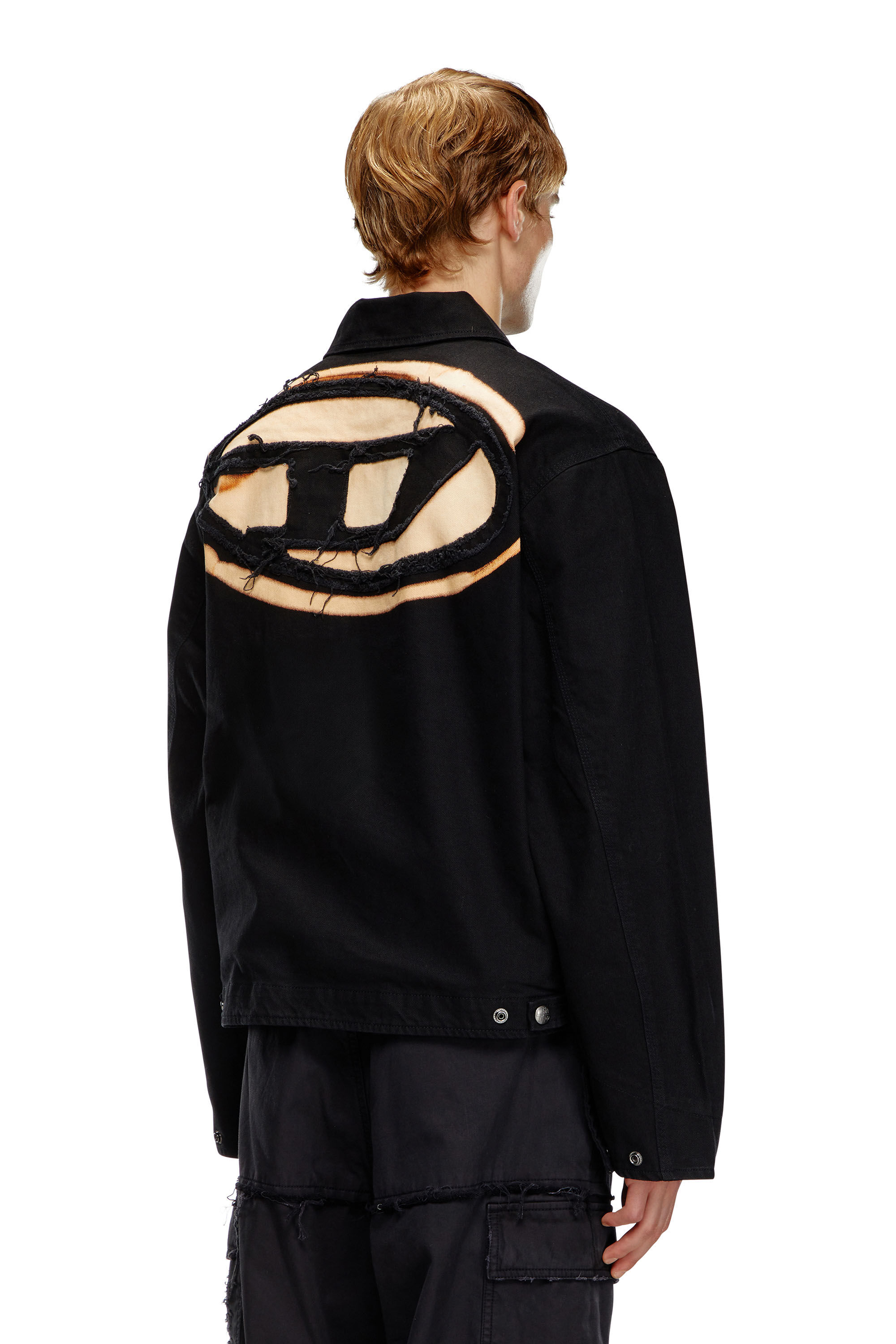 Diesel - J-TAYLOR-BLEACH, Male's Denim blouson jacket with bleached logo in ブラック - 5
