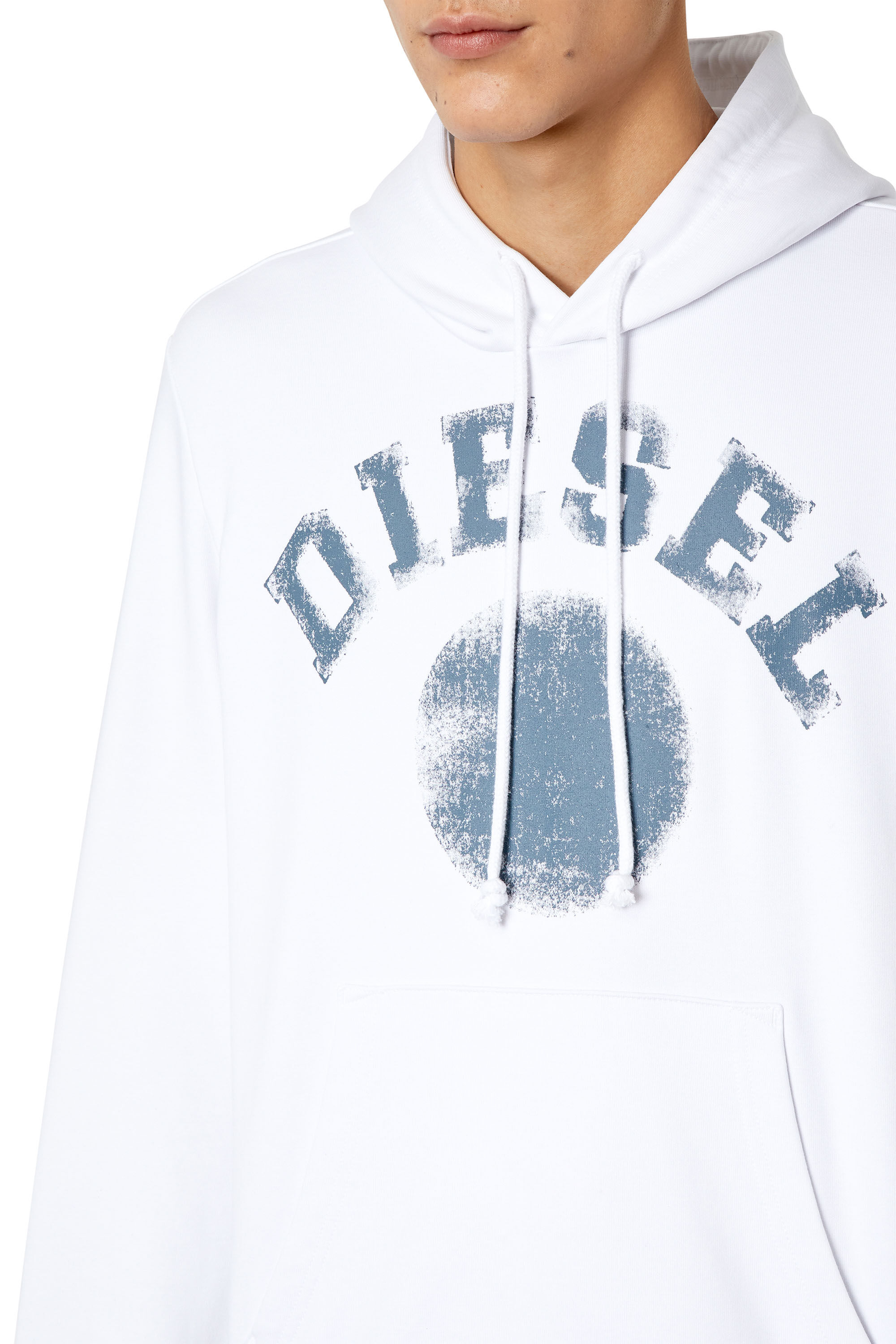 Diesel - S-GINN-HOOD-K30, Male's パーカー スウェット プリント カンガルーポケット in ホワイト - 4