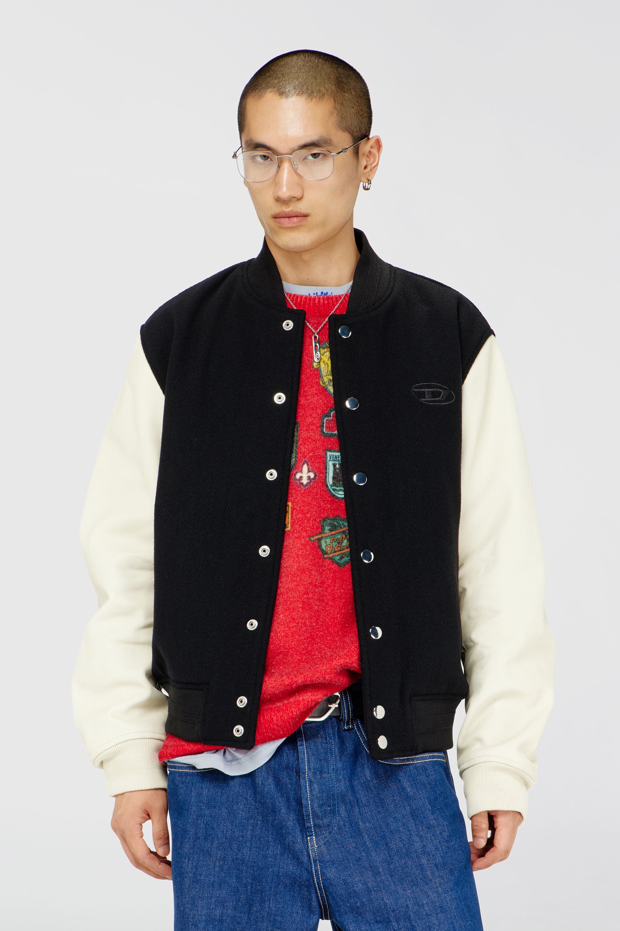 Diesel - L-ARRY-WRD, Male's ブルゾン in ブラック/ホワイト - 3