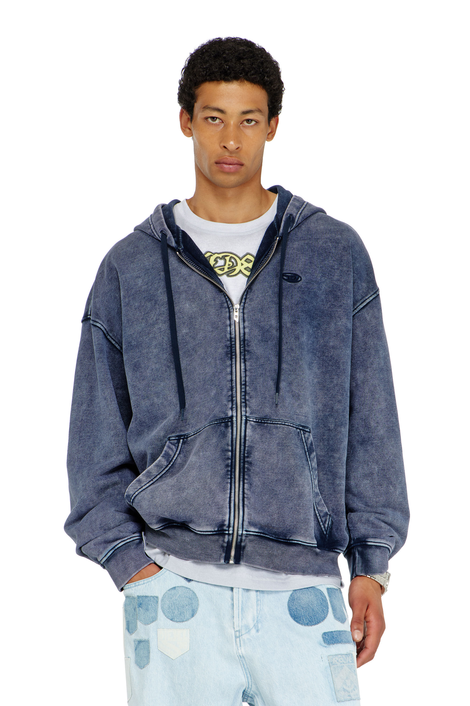 Diesel - S-BOXT-HOOD-ZIP-DEN, Male's ジップアップパーカー in ブルー - 3
