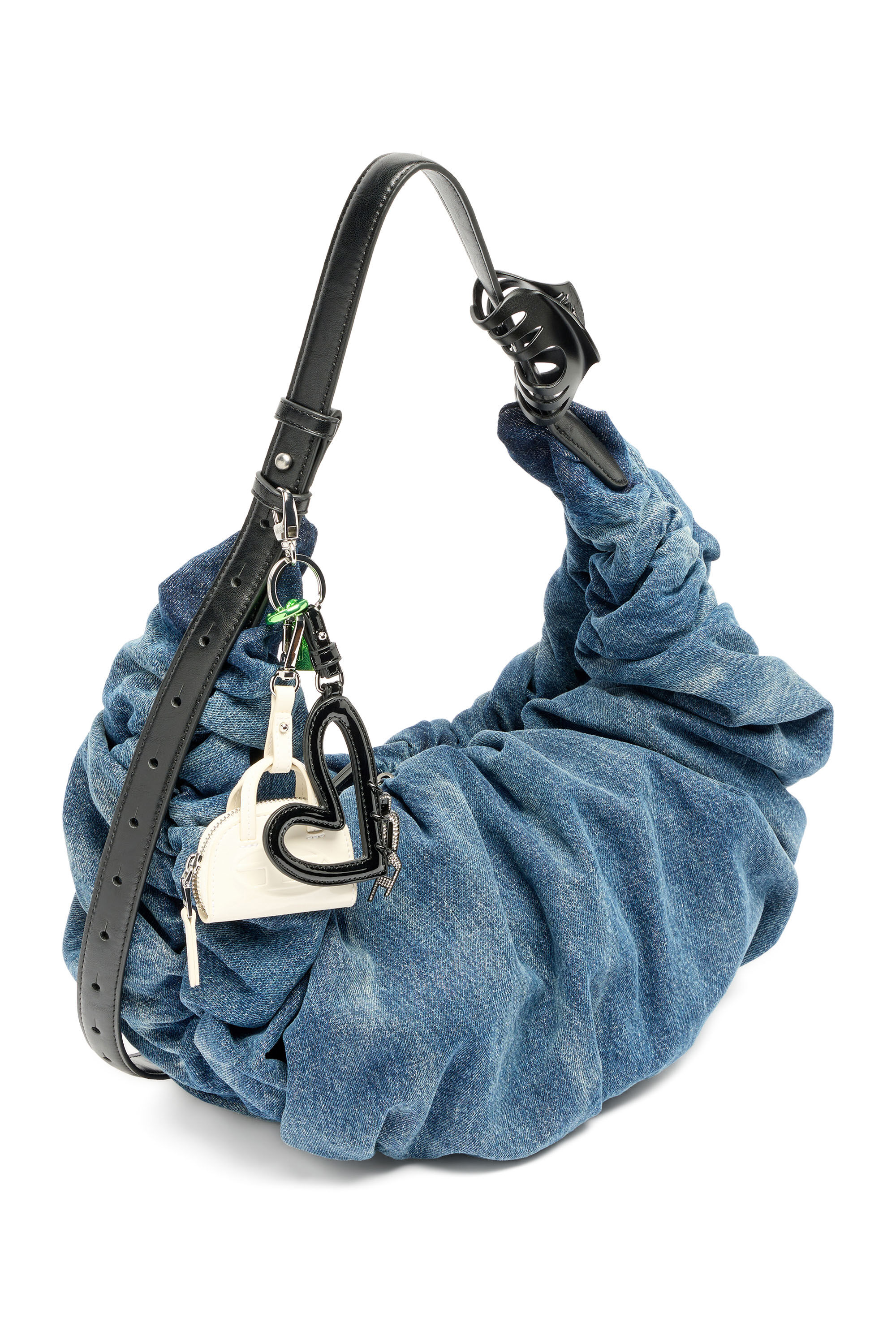 GRAB-D HOBO L Grab-D-Large scrunched hobo bag in treated denim