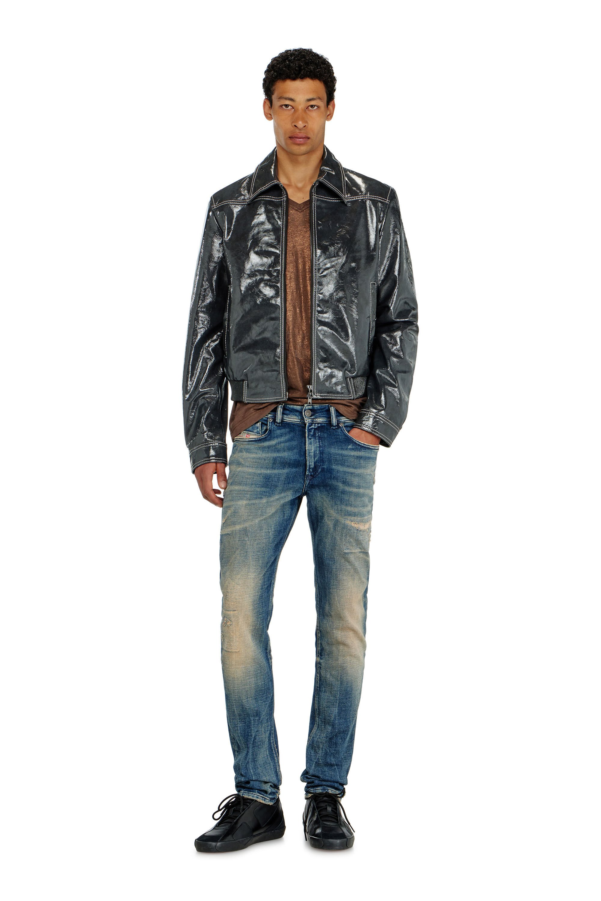 Diesel - L-ADDI, Male's レザージャケット in ダークグレー - 1