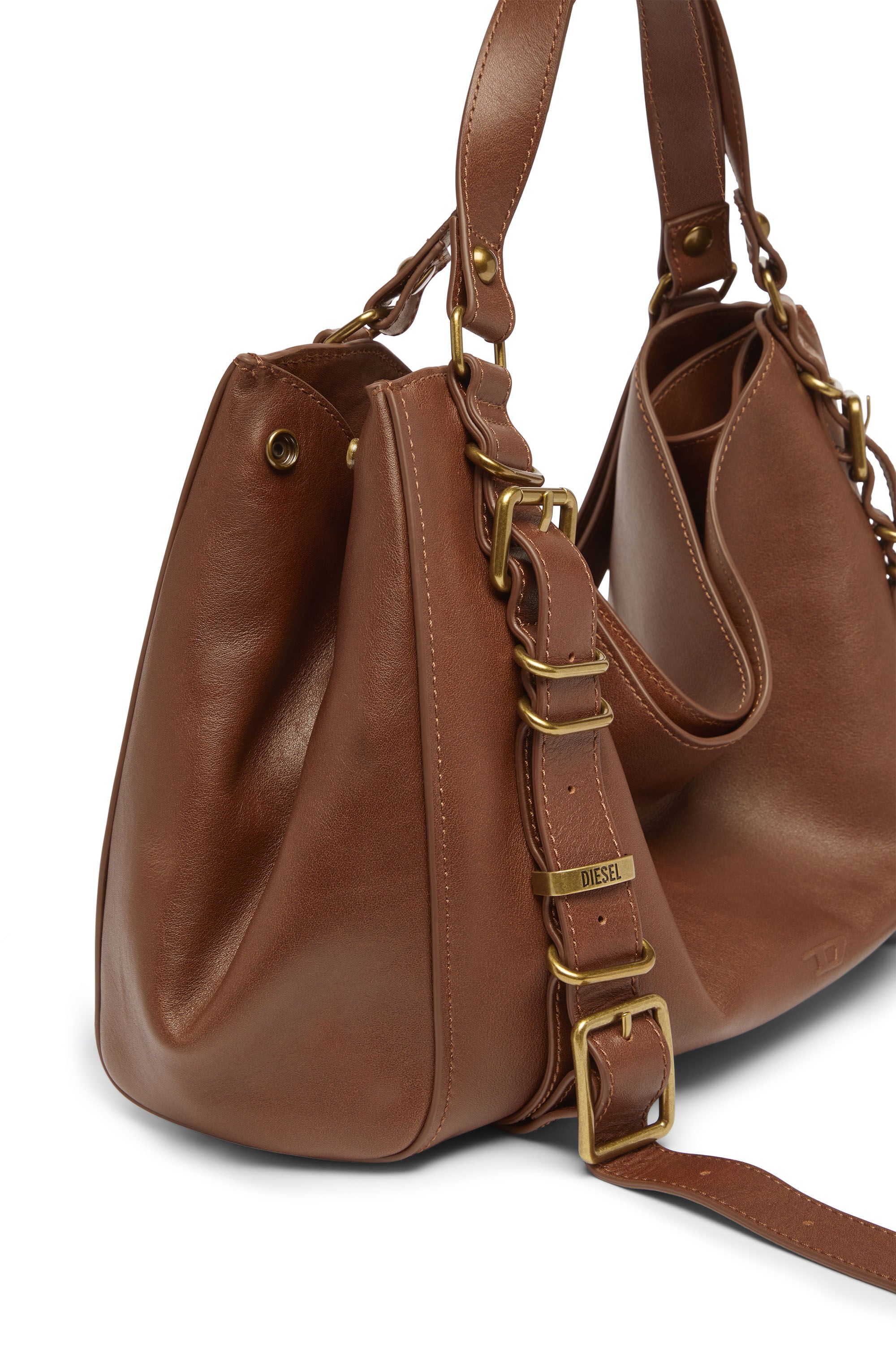 Diesel - D-ONE TOPHANDLE M, Unisex's D-One-Medium top-handle bag in treated leather in ブラウン - 6