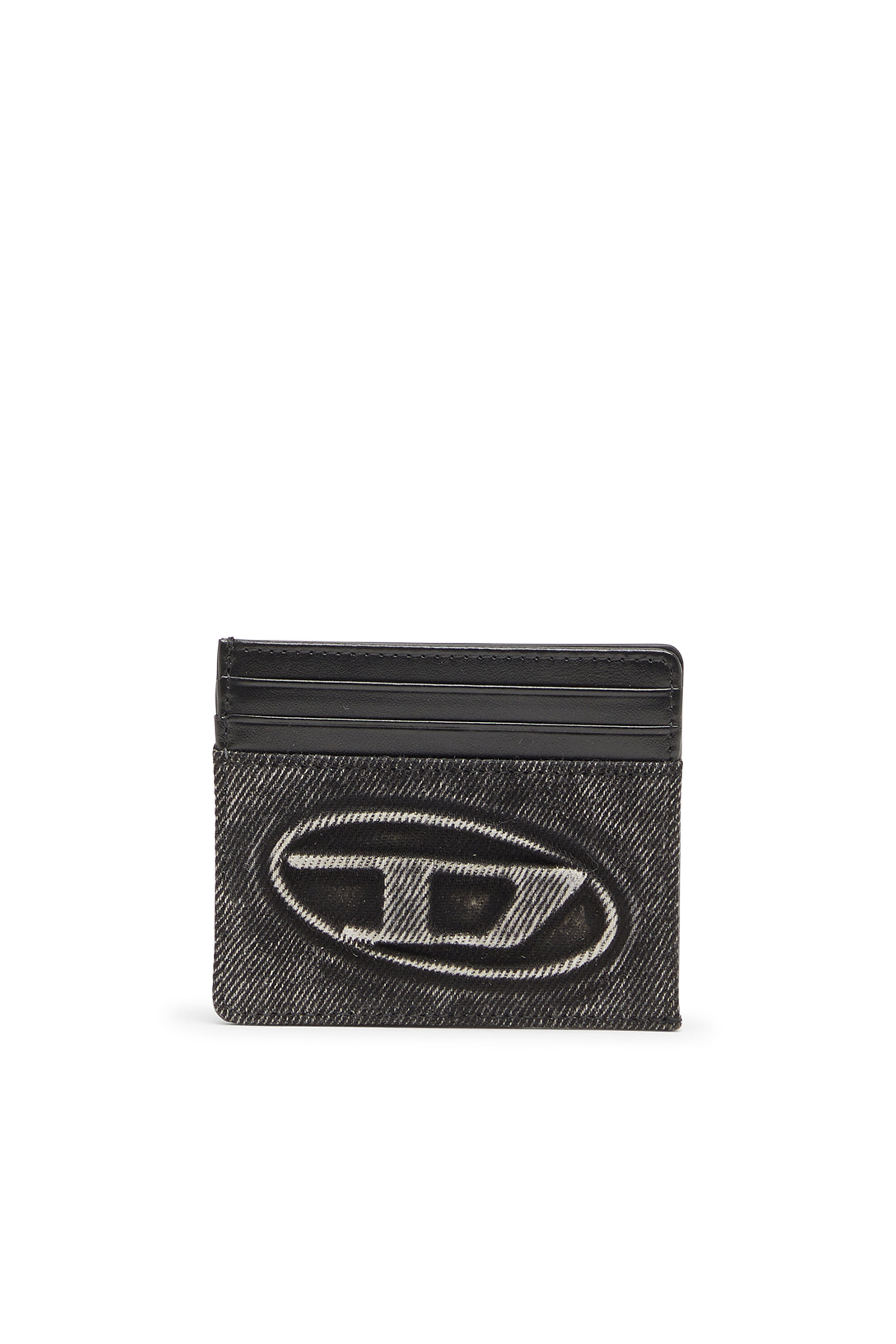 Diesel - 1DR CARD CASE, Unisex's Card holder in washed cotton and leather in ダークグレー - 1