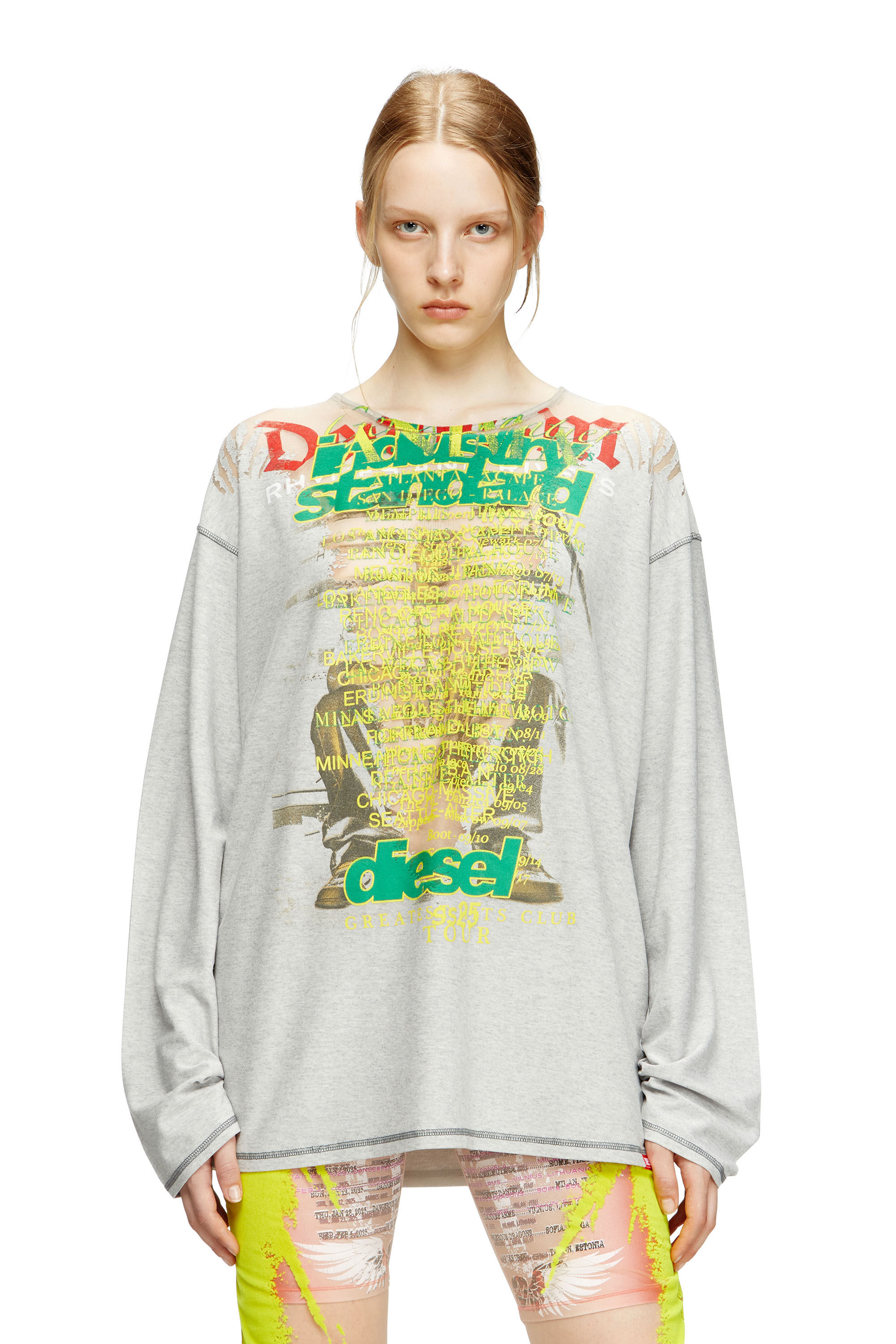 Diesel - T-JERRY-B, Unisex's Long-sleeve T-shirt with lyrics print in グレー - 6