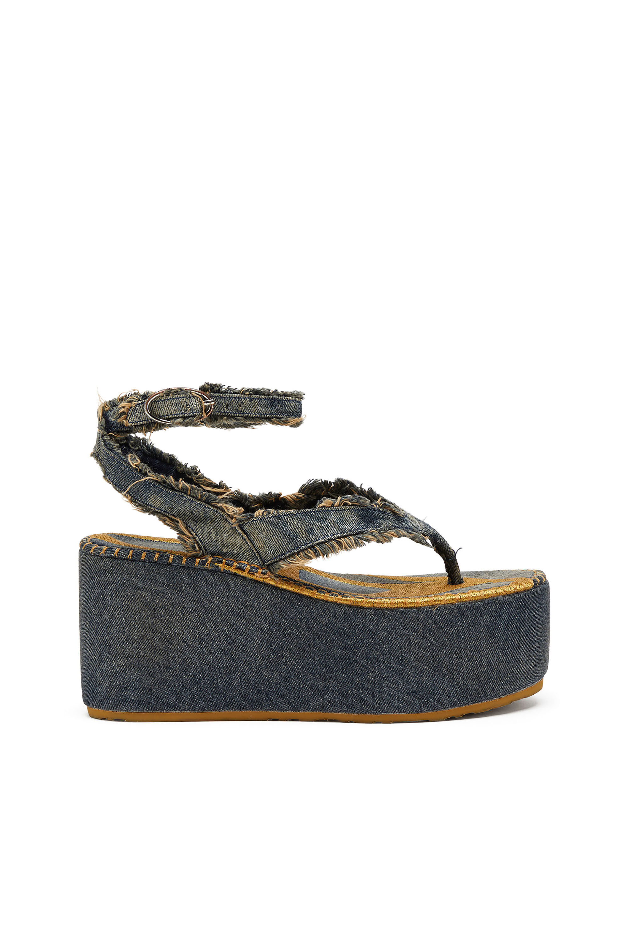 Diesel - SA-NIKOLA SANDAL, Female's Sa-Nikola - Sandal in denim with frayed details in ブルー/グレー - 2