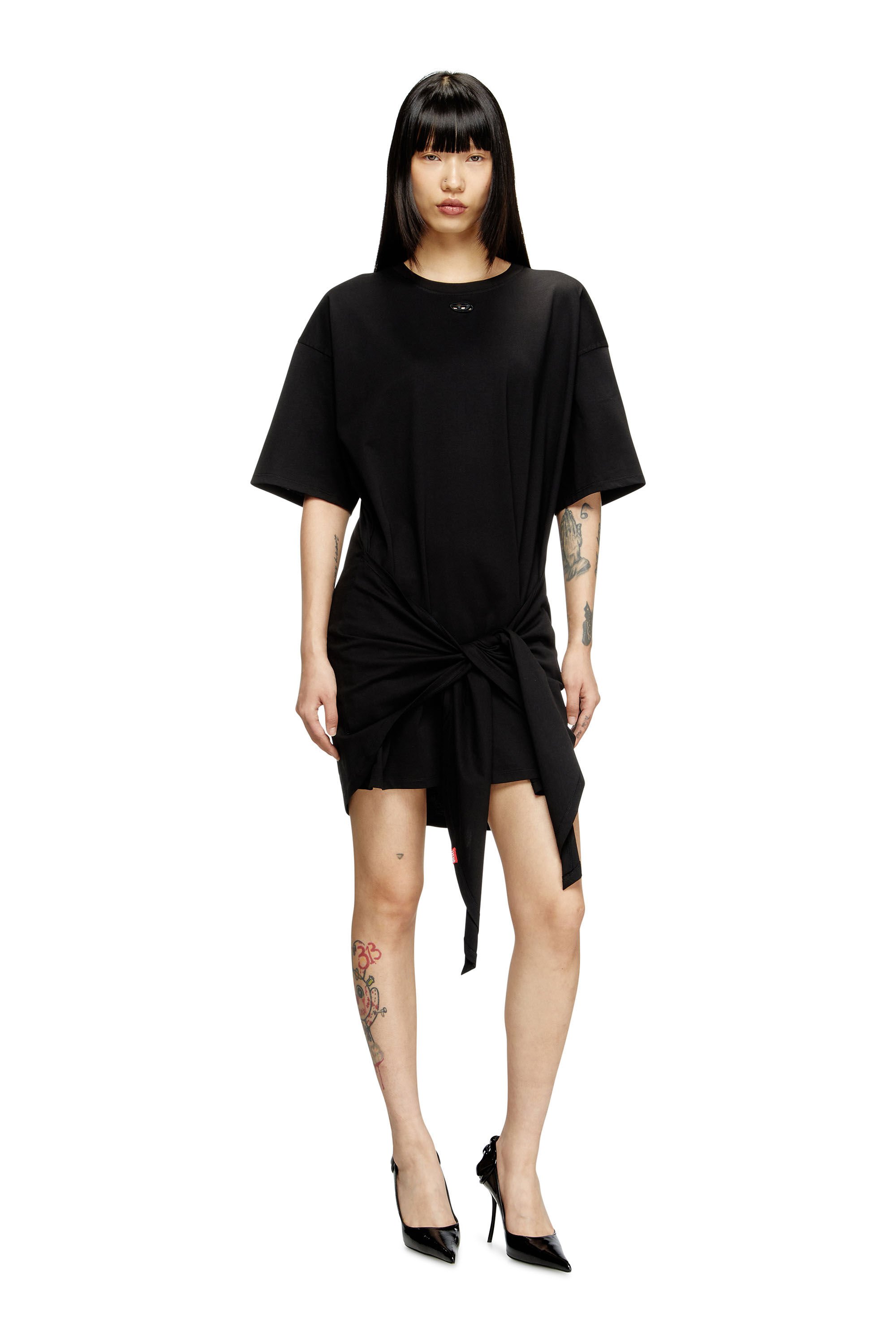 Diesel - D-EIVOR, Female's T-shirt dress with tie front in ブラック - 3