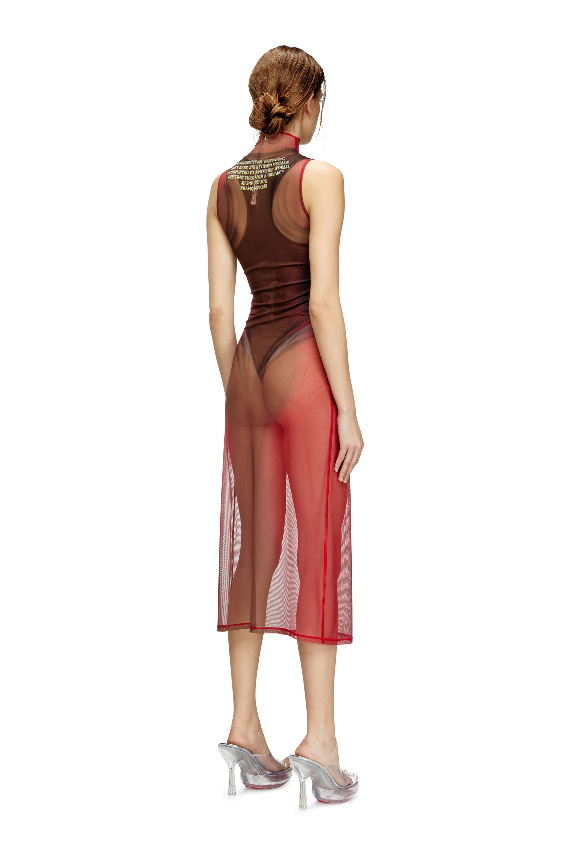 Diesel - D-AGNEC, Female's Layered vest dress with lyrics print in ブラウン - 4