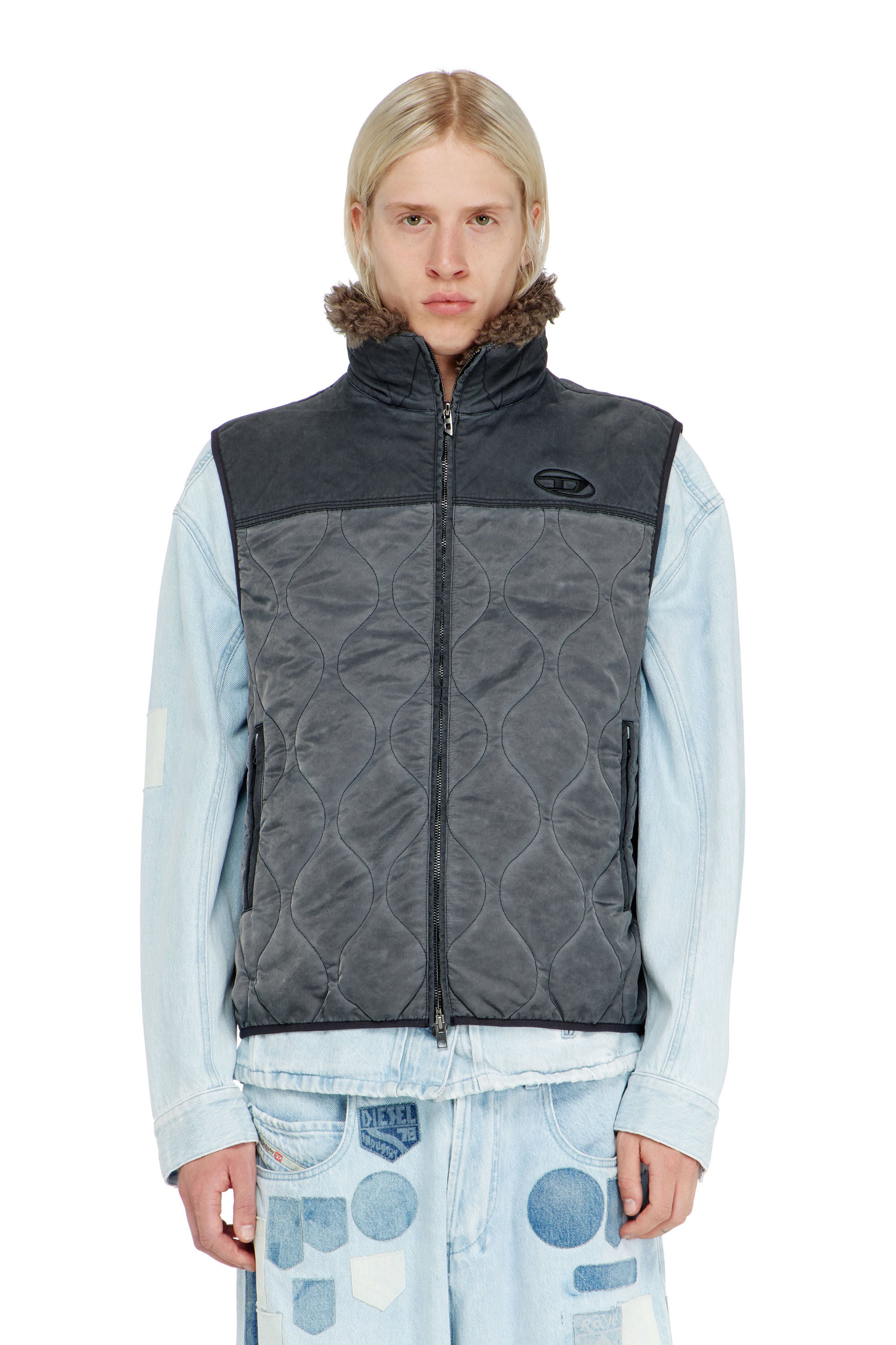 Diesel - J-ALVAR, Male's ジップアップベスト in ダークグレー - 6