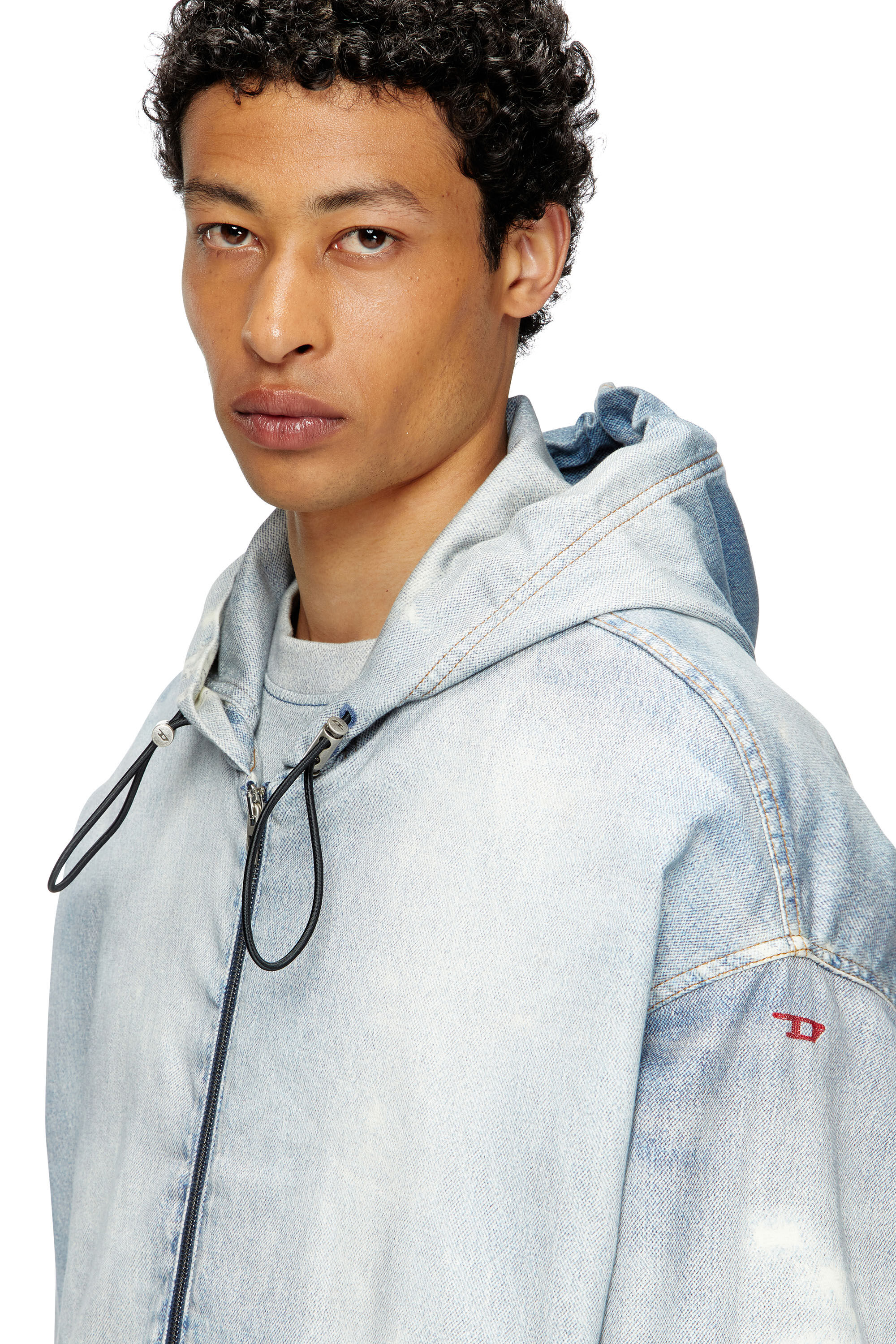 Diesel - D-WYNNY JOGG, Male's Hooded jacket in printed bleach-effect JoggJeans in ライトブルー - 4