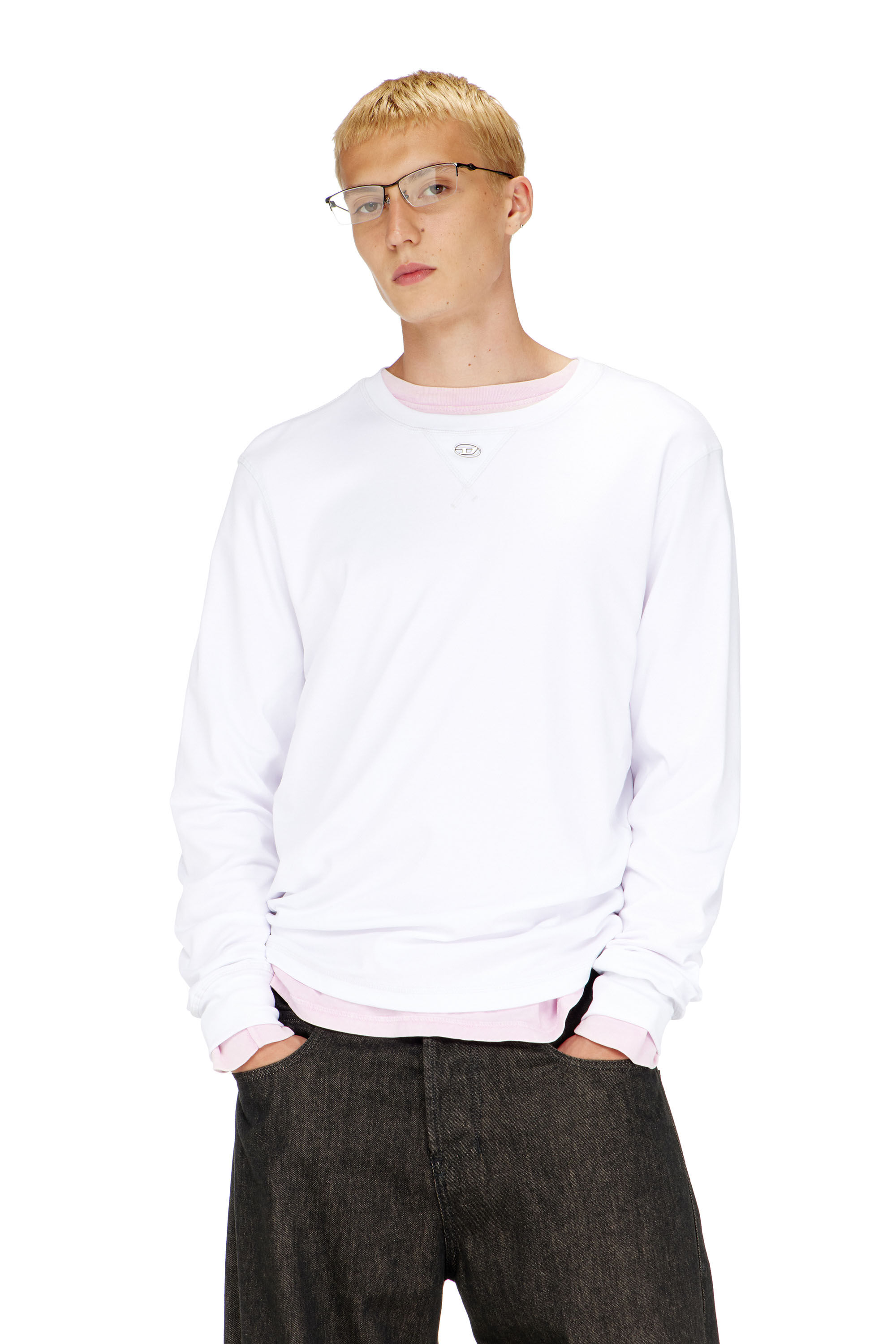 Diesel - T-MADJUST-LS-TR, Male's 長袖Tシャツ in ホワイト - 3