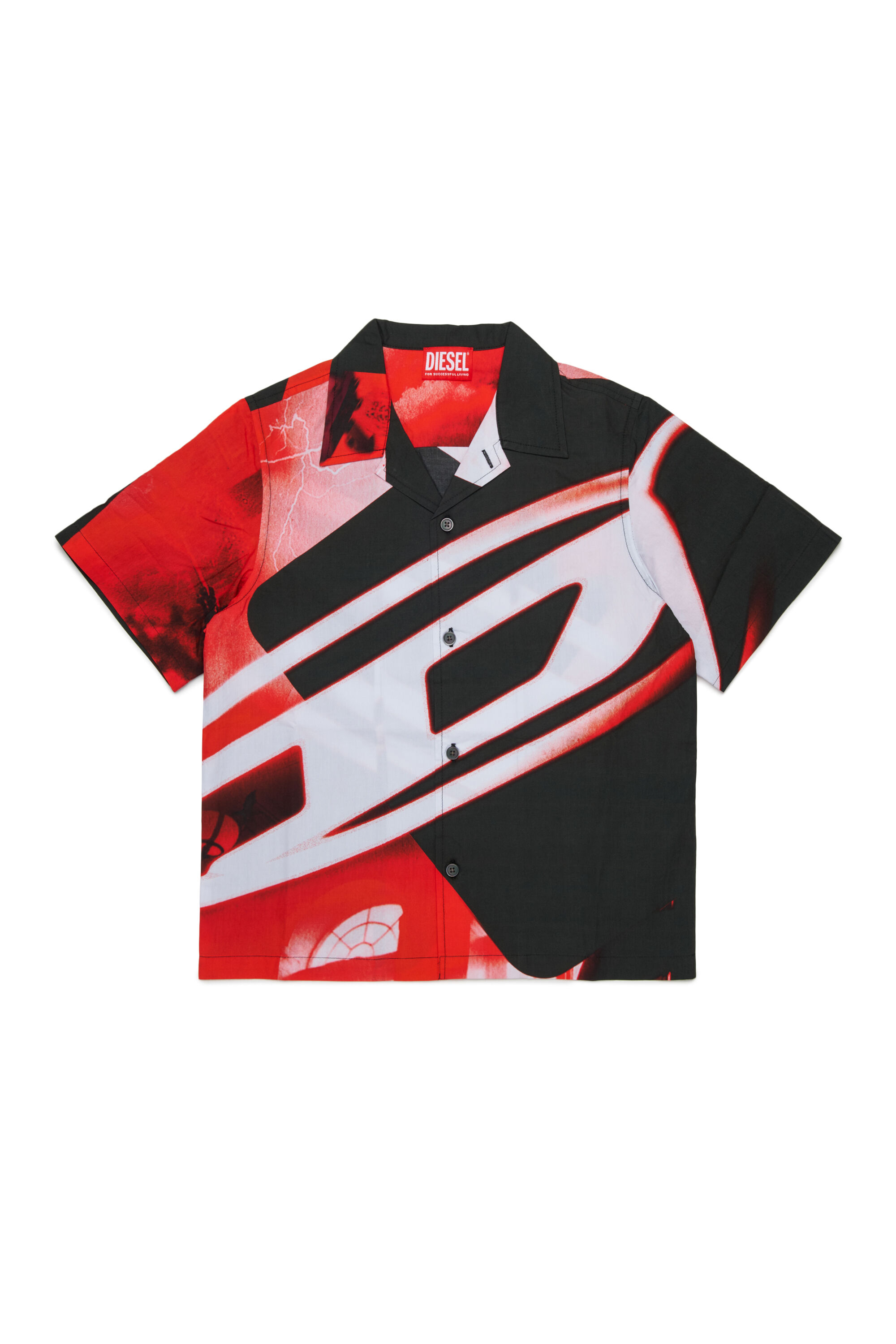 Diesel - MCIOND, Male's Cotton shirt with all-over blurred print in ブラック - 1